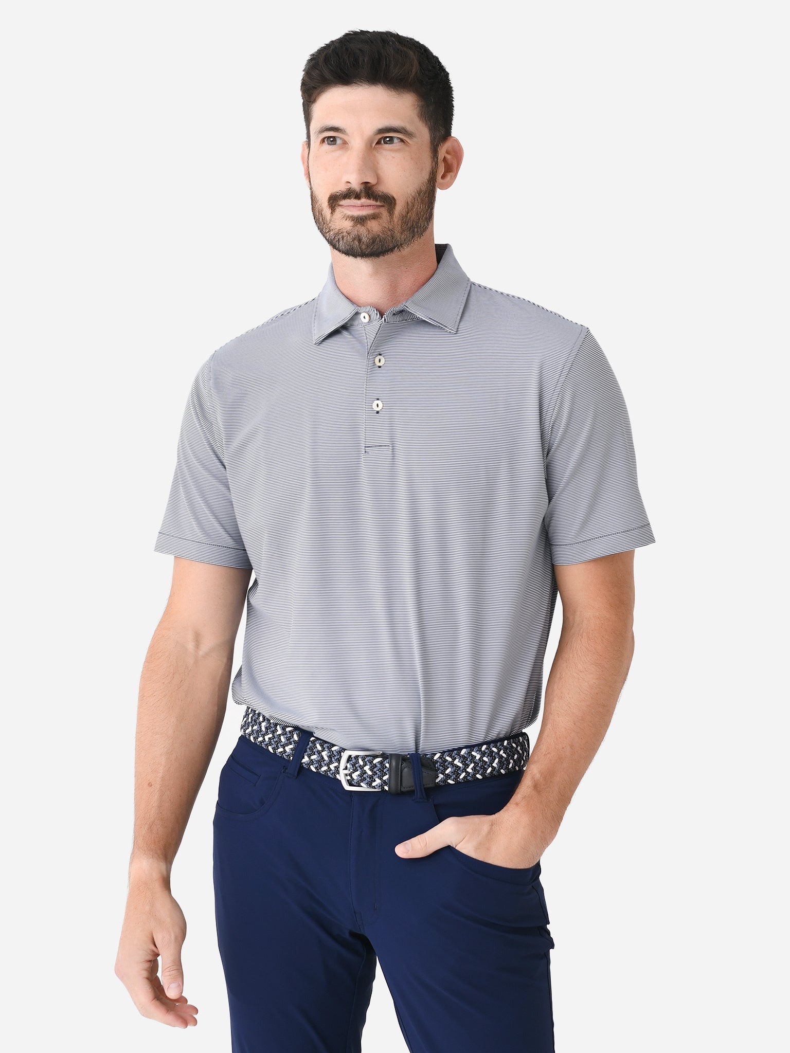 Peter Millar Crown Sport Men's Jubilee Stripe Performance Polo - Saint Bernard