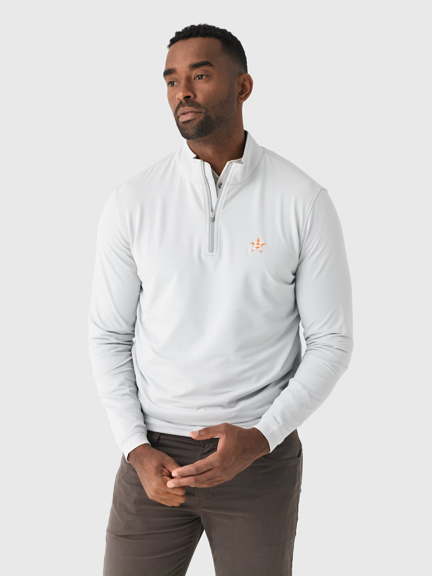 Peter Millar Major League Baseball Men's Houston Astros Perth Performance Quarter-Zip - Saint Bernard