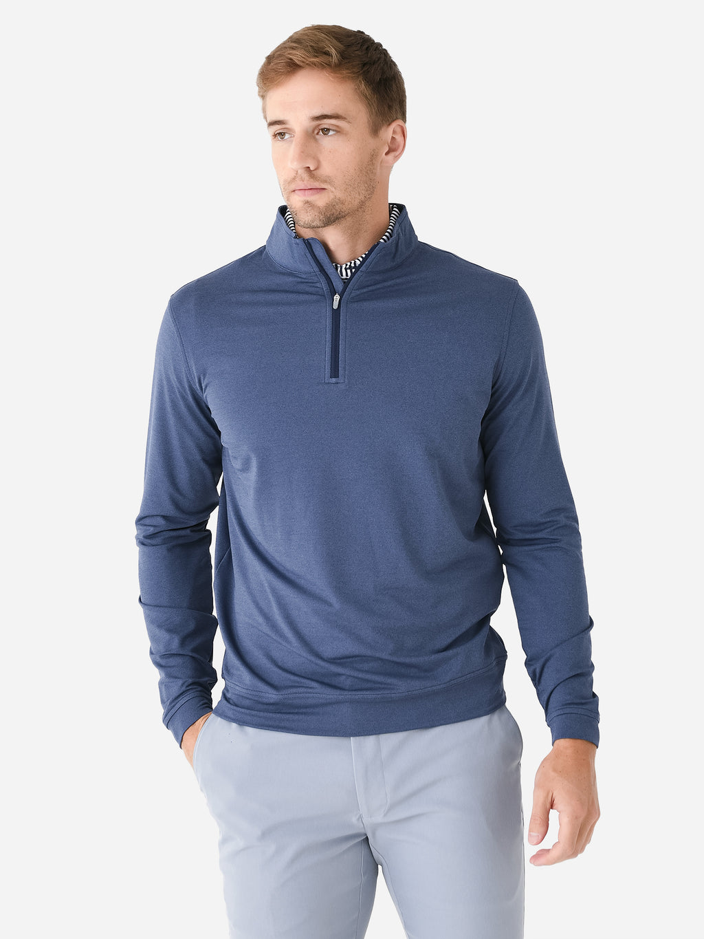 Peter Millar Crown Sport Men's Perth Performance Melange Quarter-Zip - Saint Bernard