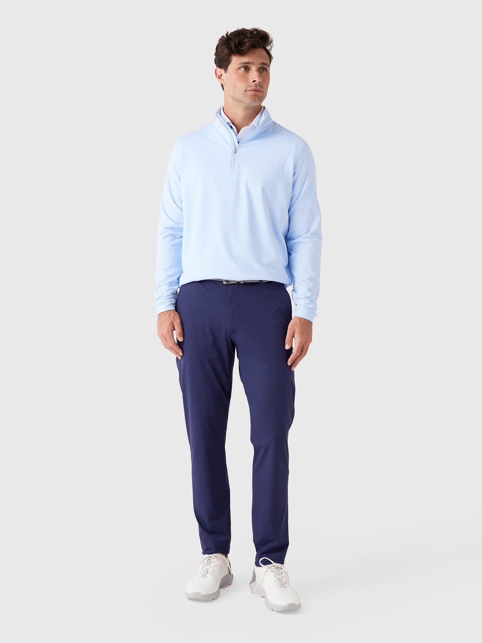 Peter Millar Crown Sport Men's Perth Sugar Stripe Performance Quarter-Zip - Saint Bernard