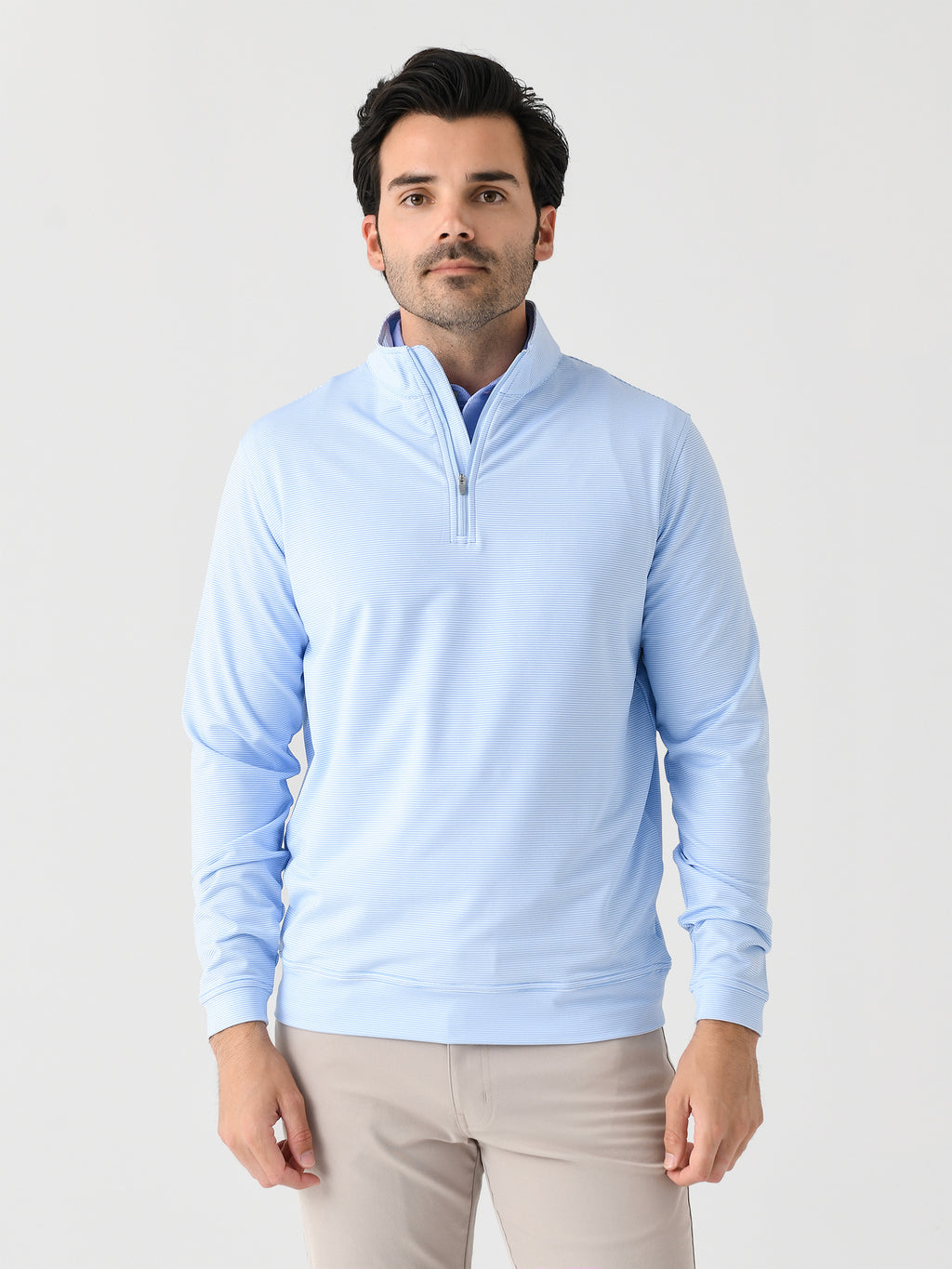 Peter Millar Crown Sport Men's Perth Sugar Stripe Performance Quarter-Zip - Saint Bernard