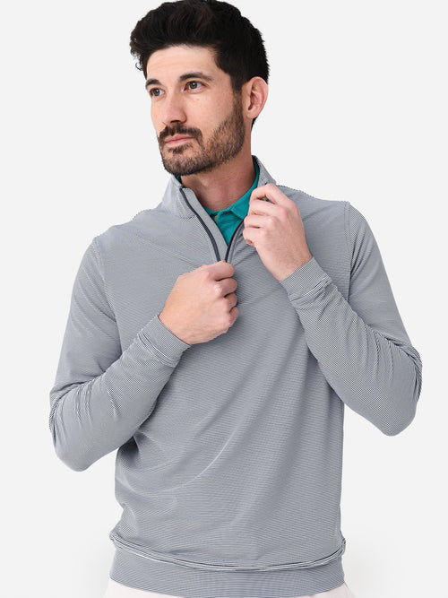 Peter Millar Crown Sport Men's Perth Sugar Stripe Performance Quarter-Zip