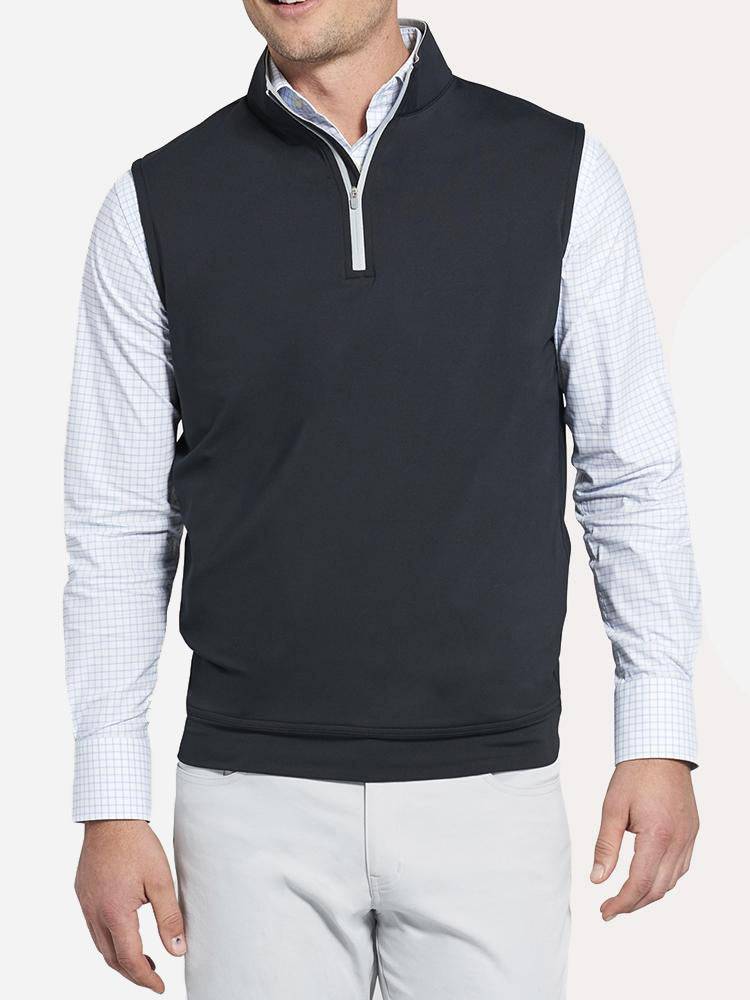 Peter Millar Crown Sport Men's Galway Stretch Loop Terry Quarter-Zip Vest - Saint Bernard