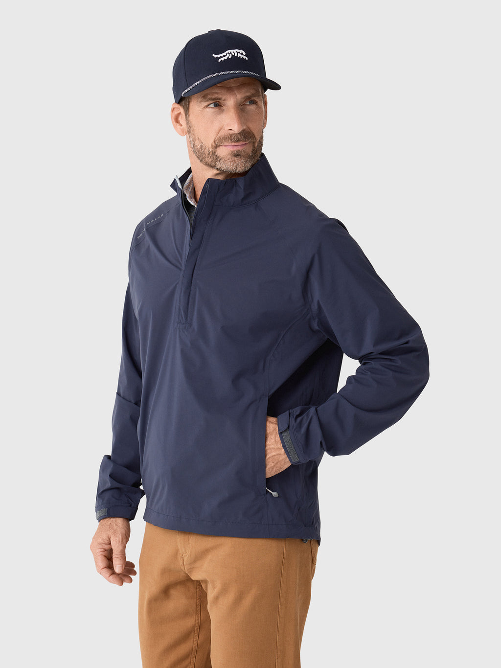 Peter Millar Crown Sport Men's Shield Half-Zip Rain Shell - Saint Bernard