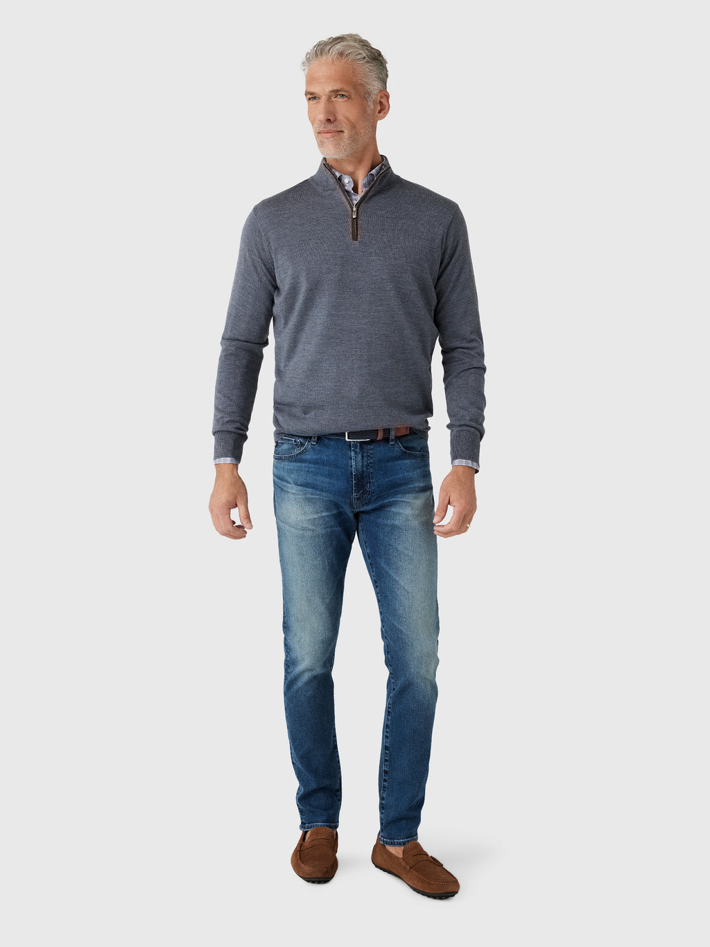 Peter Millar Crown Men's Autumn Crest Suede Trim Quarter-Zip - Saint Bernard
