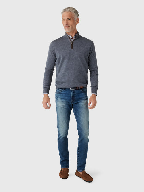 Peter Millar Crown Men's Autumn Crest Suede Trim Quarter-Zip - Saint Bernard