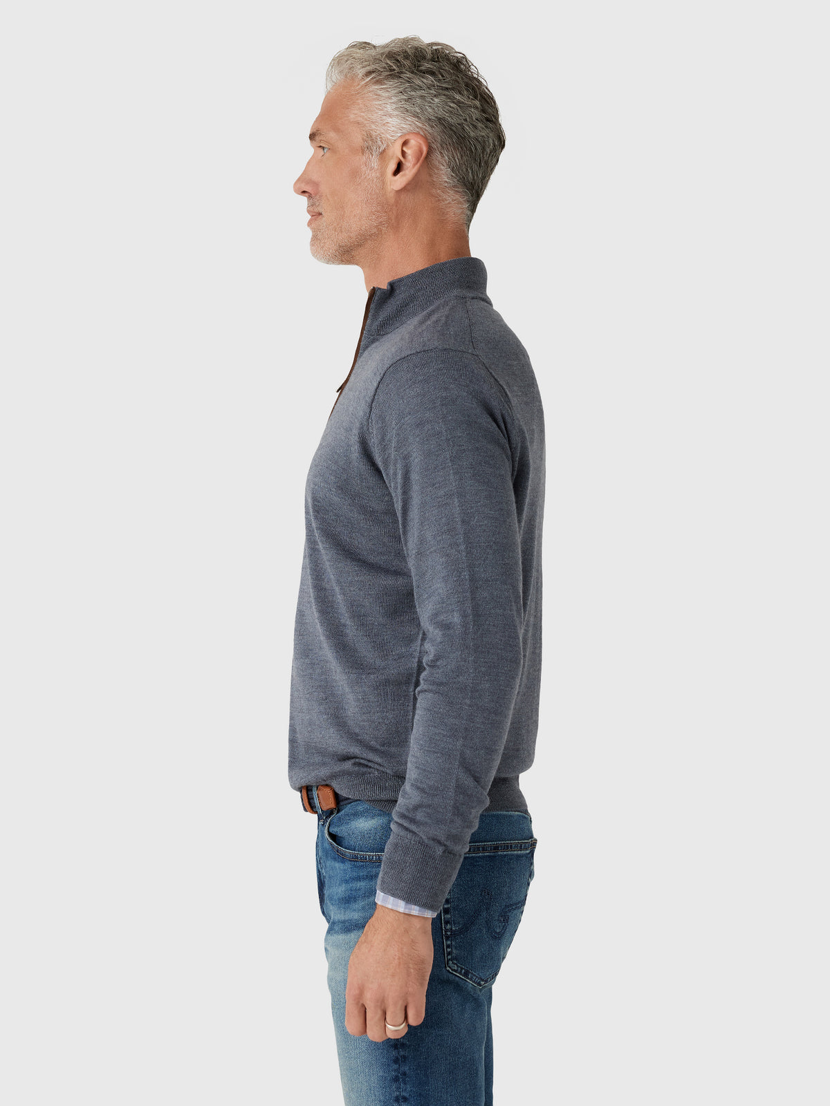 Peter Millar Crown Men's Autumn Crest Suede Trim Quarter-Zip - Saint Bernard