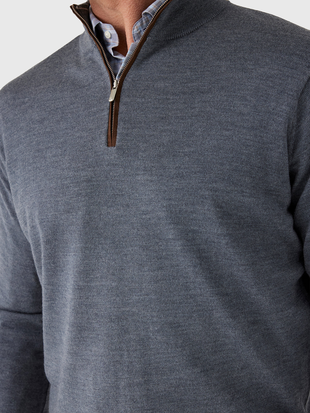 Peter Millar Crown Men's Autumn Crest Suede Trim Quarter-Zip - Saint Bernard