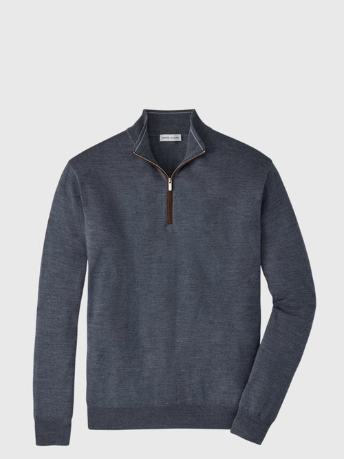 Peter Millar Crown Men's Autumn Crest Suede Trim Quarter-Zip - Saint Bernard