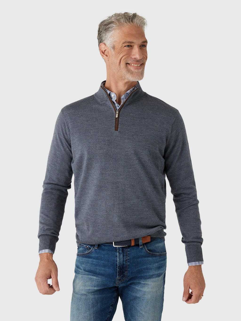Peter Millar Crown Men's Autumn Crest Suede Trim Quarter-Zip - Saint Bernard