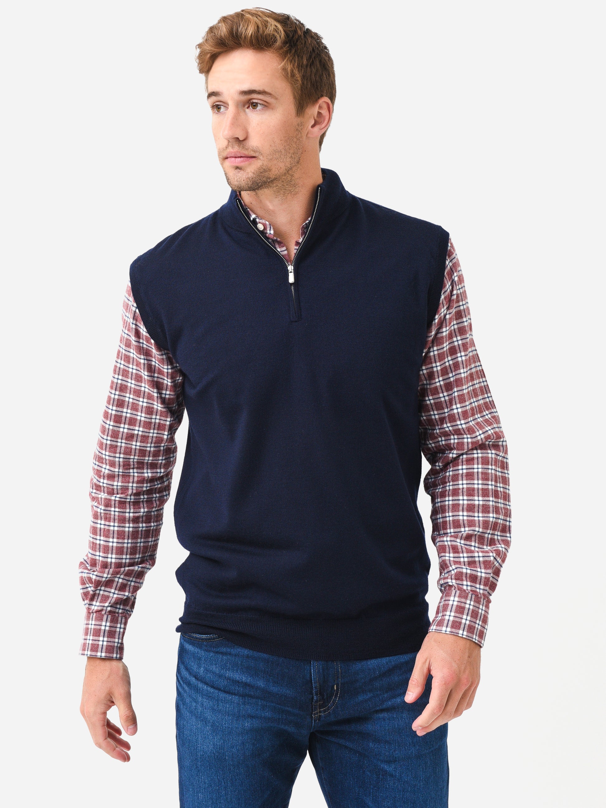 Peter Millar Crown Men's Autumn Crest Quarter-Zip Vest - Saint Bernard
