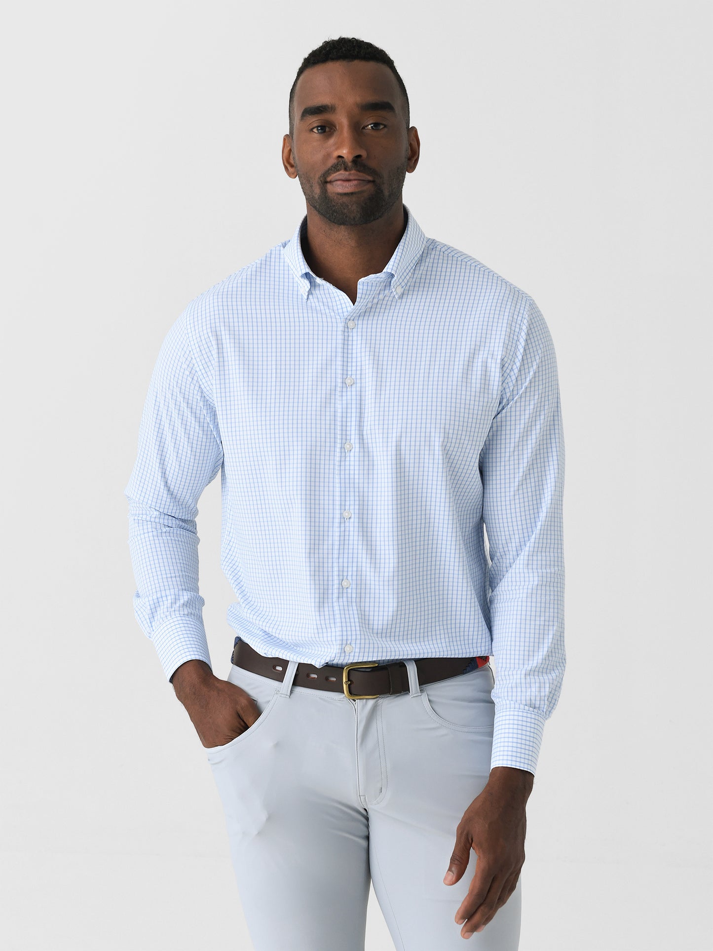 Peter Millar Crown Men's Hanford Performance Twill Sport Shirt - Saint Bernard