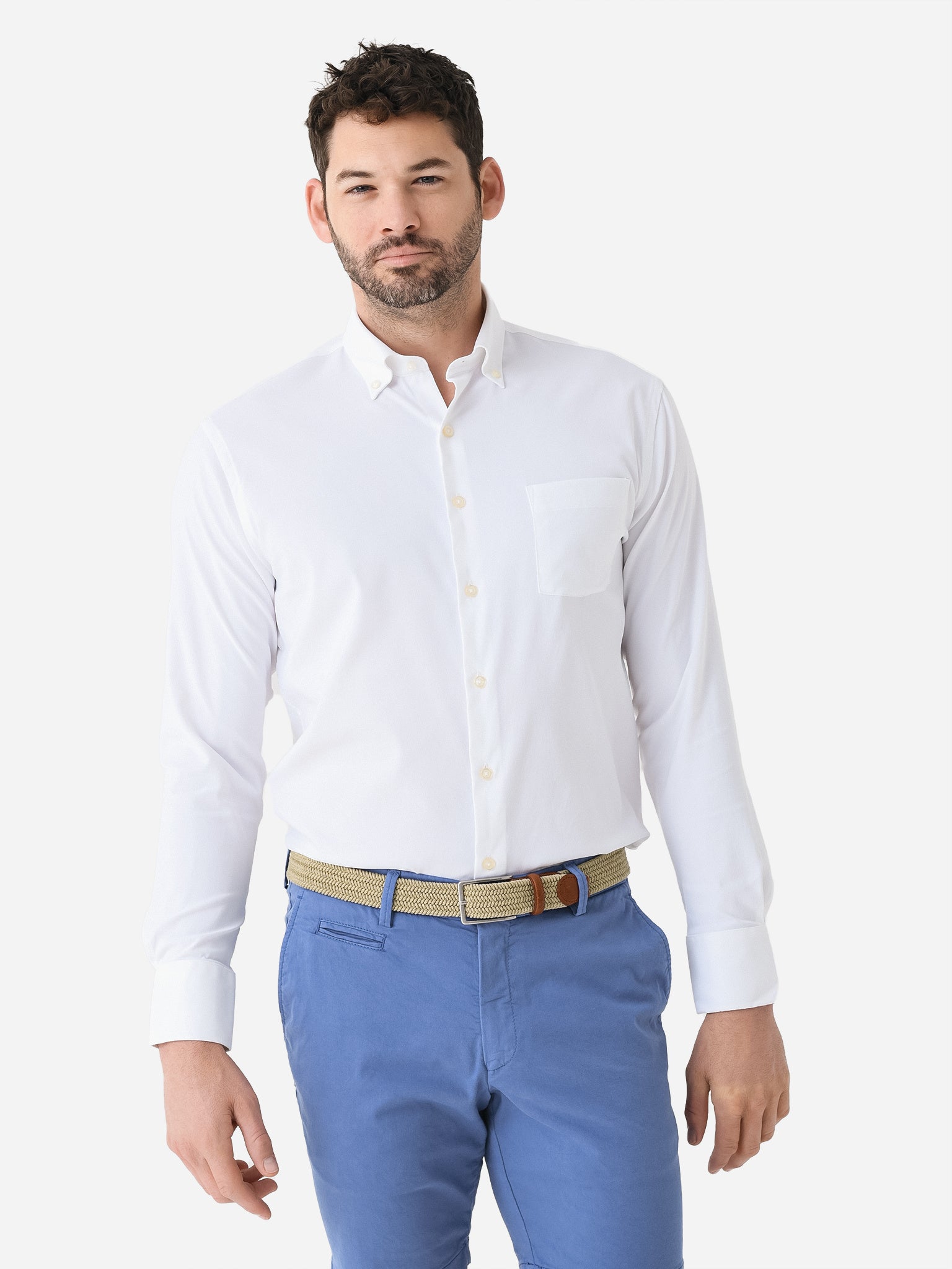 Peter Millar Crown Men's Collins Performance Oxford Sport Shirt - Saint Bernard
