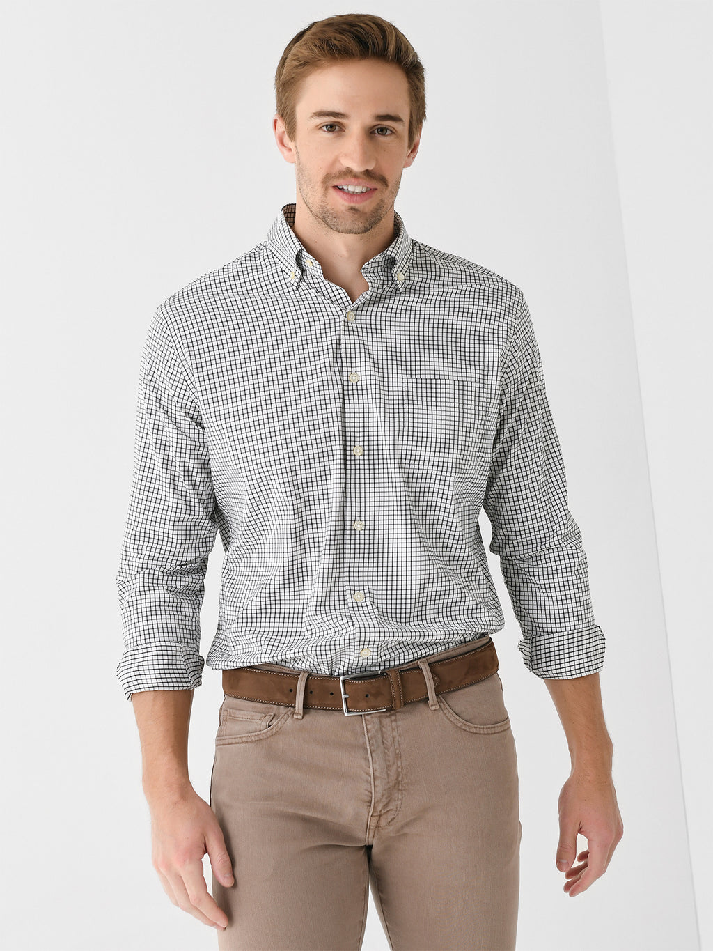 Peter Millar Crown Men's Hanford Performance Twill Sport Shirt - Saint Bernard