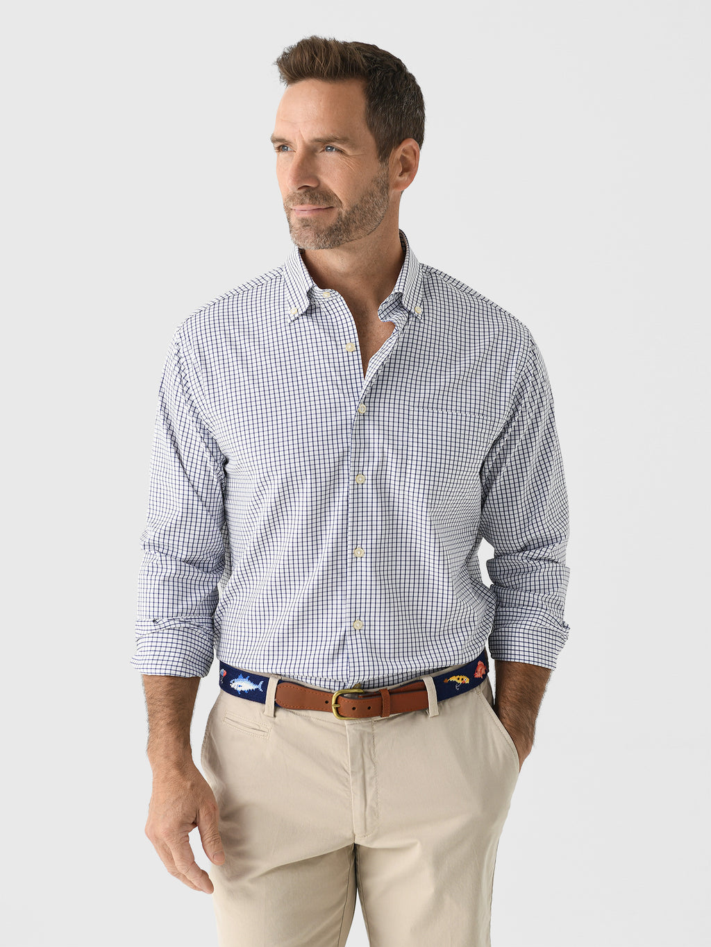 Peter Millar Crown Men's Hanford Performance Twill Sport Shirt - Saint Bernard