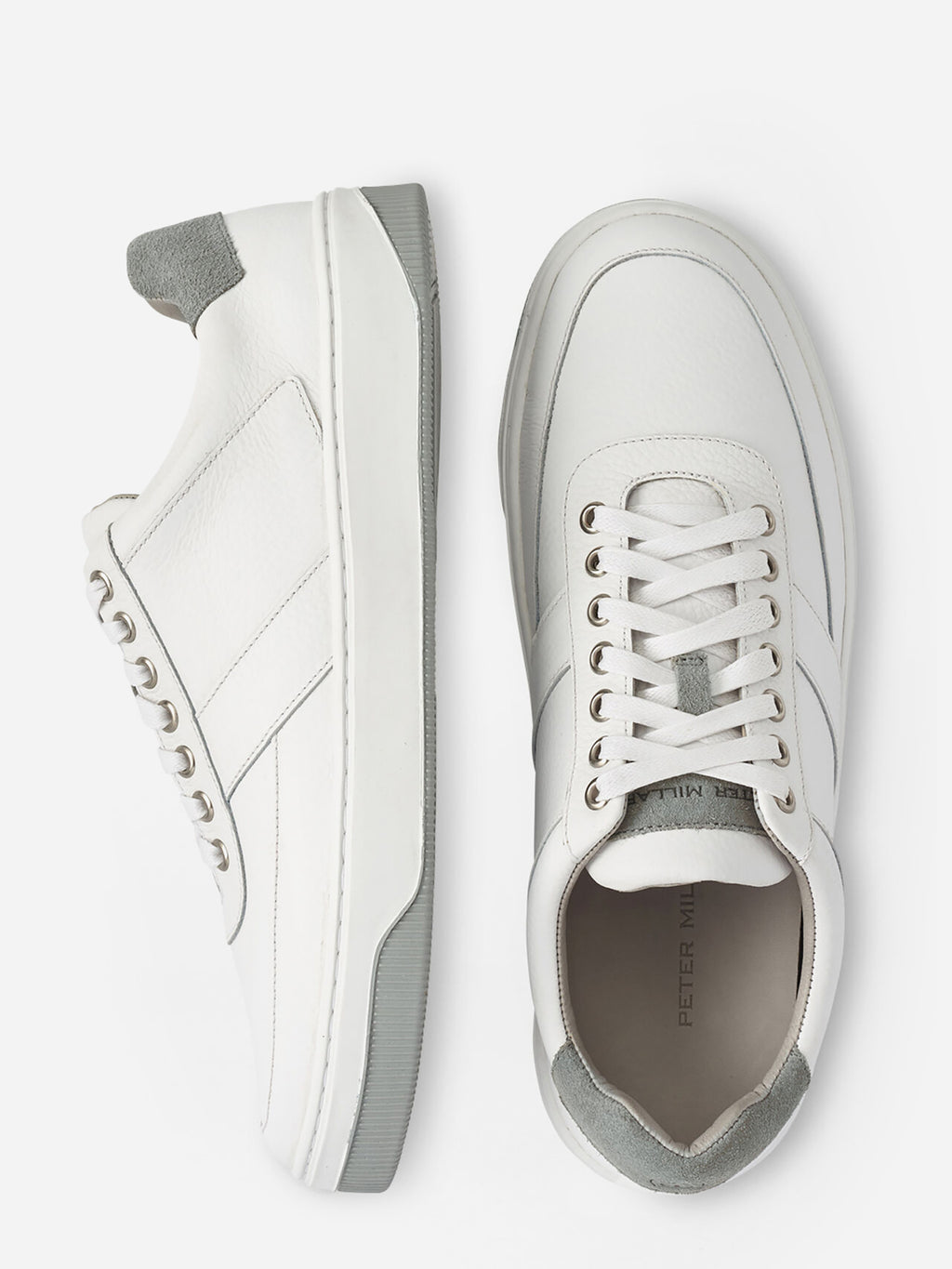 Peter Millar Crown Crafted Men's Vantage Pebble Grain Leather Sneaker - Saint Bernard