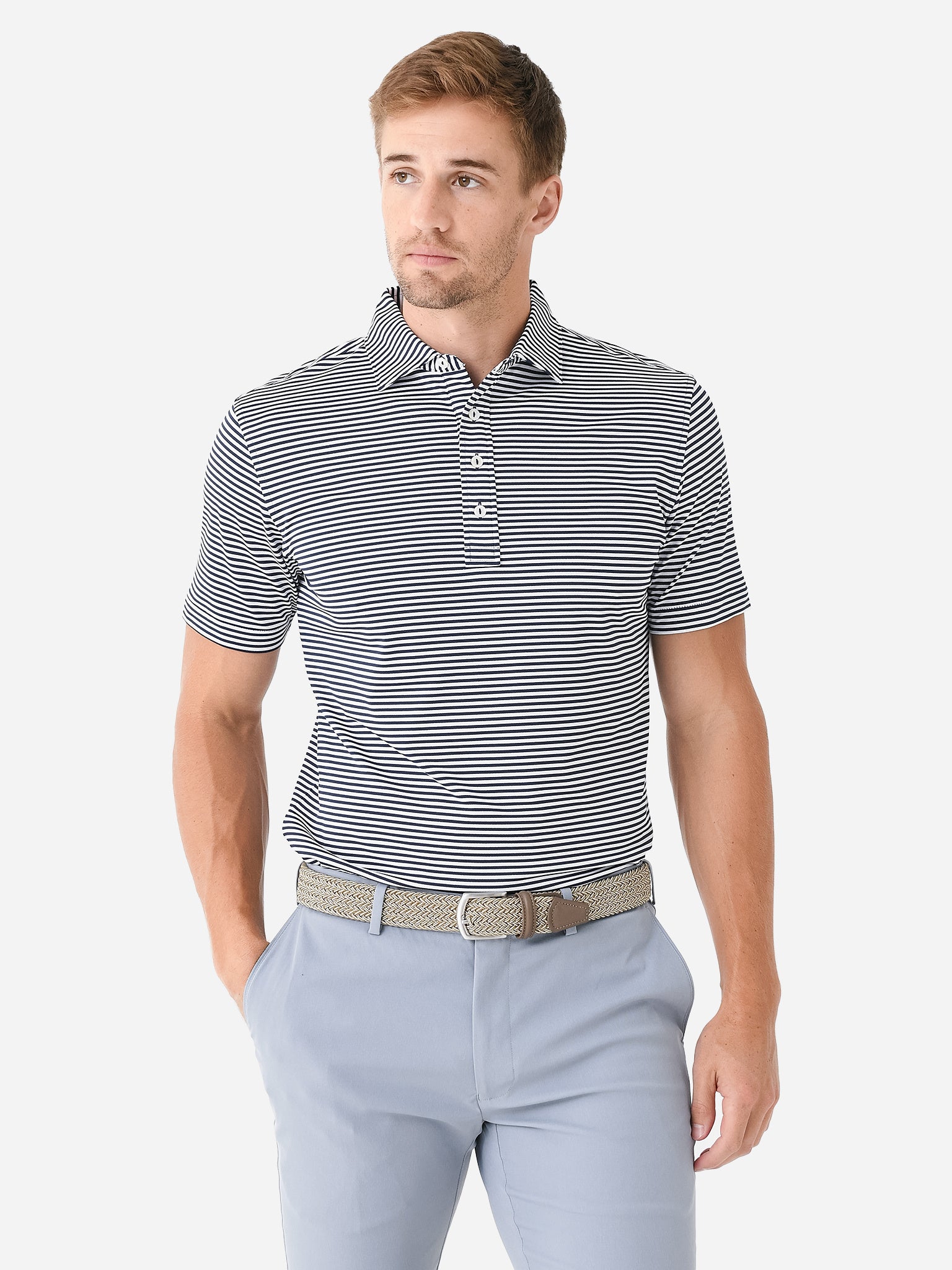 Peter Millar Crown Crafted Men's Mood Performance Mesh Polo - Saint Bernard