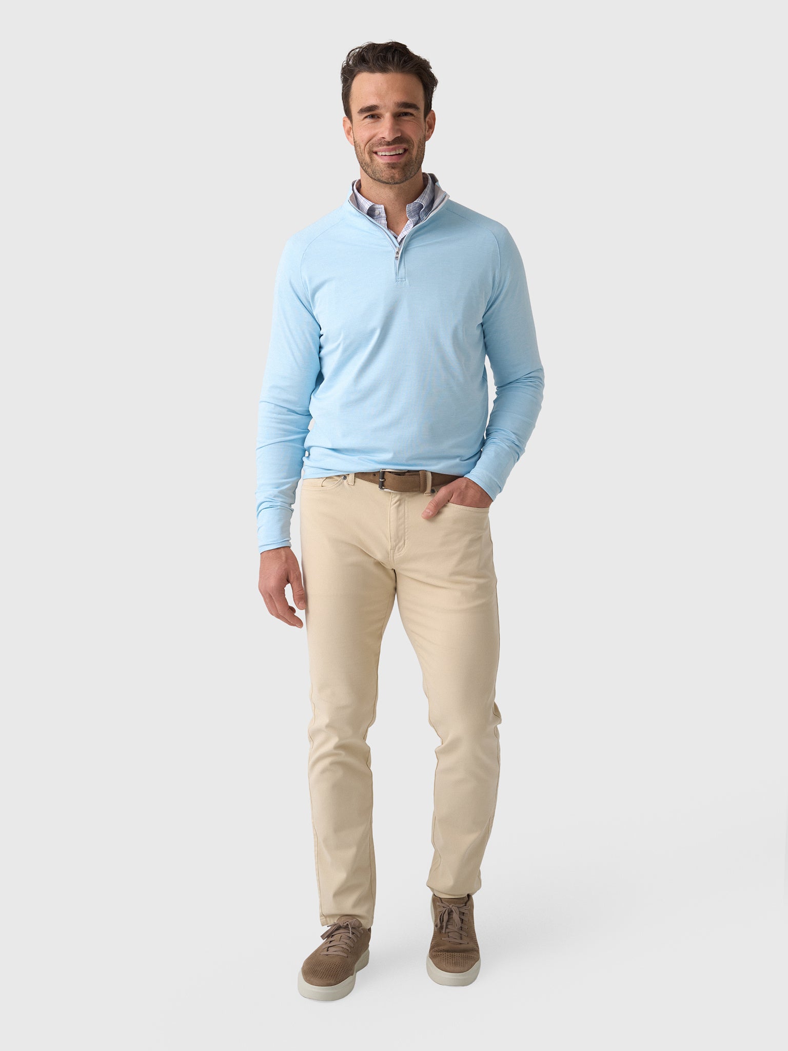 Peter Millar Crown Crafted Men's Stealth Performance Quarter-Zip - Saint Bernard