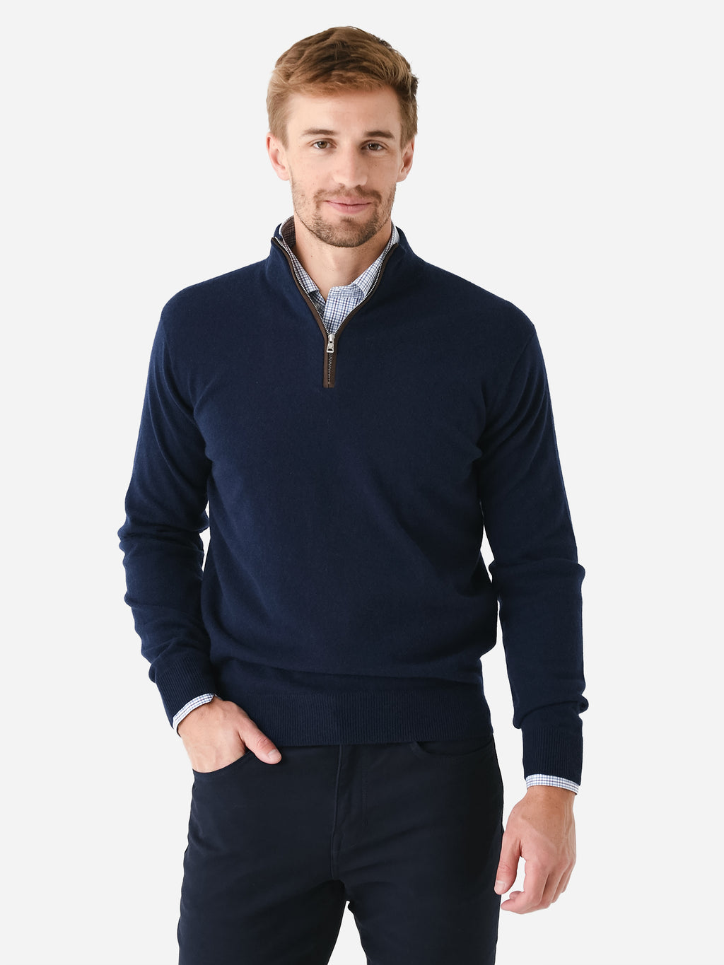 Peter Millar Crown Crafted Men's Artisan Crafted Cashmere Flex Quarter-Zip - Saint Bernard