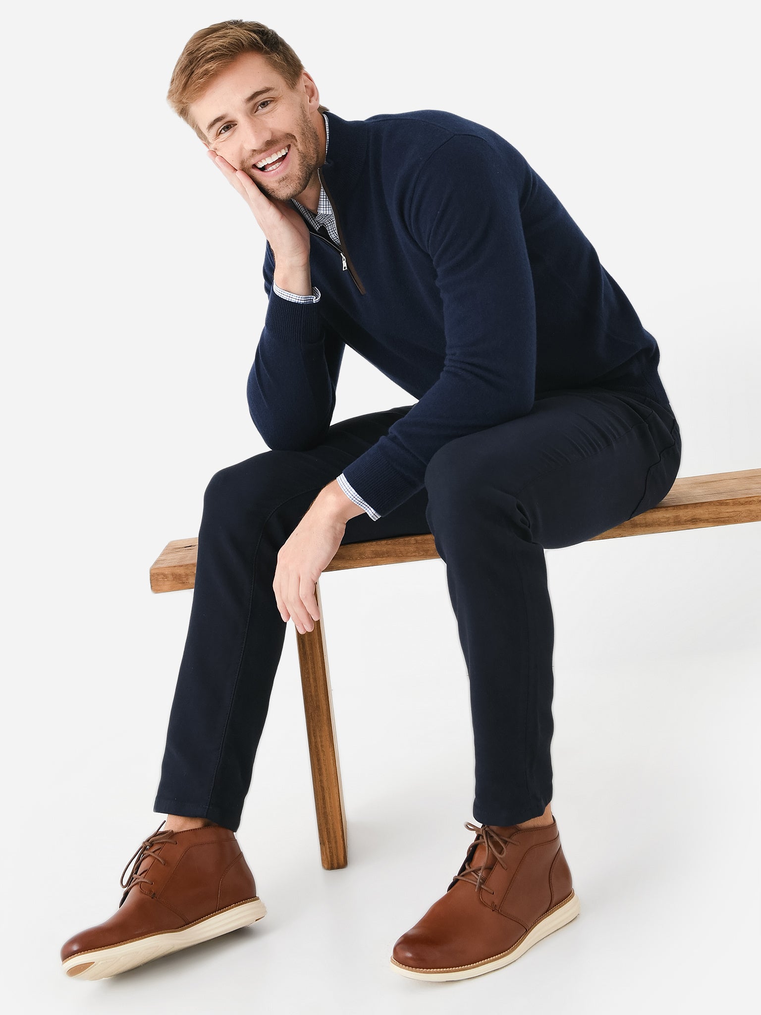 Peter Millar Crown Crafted Men's Artisan Crafted Cashmere Flex Quarter-Zip - Saint Bernard