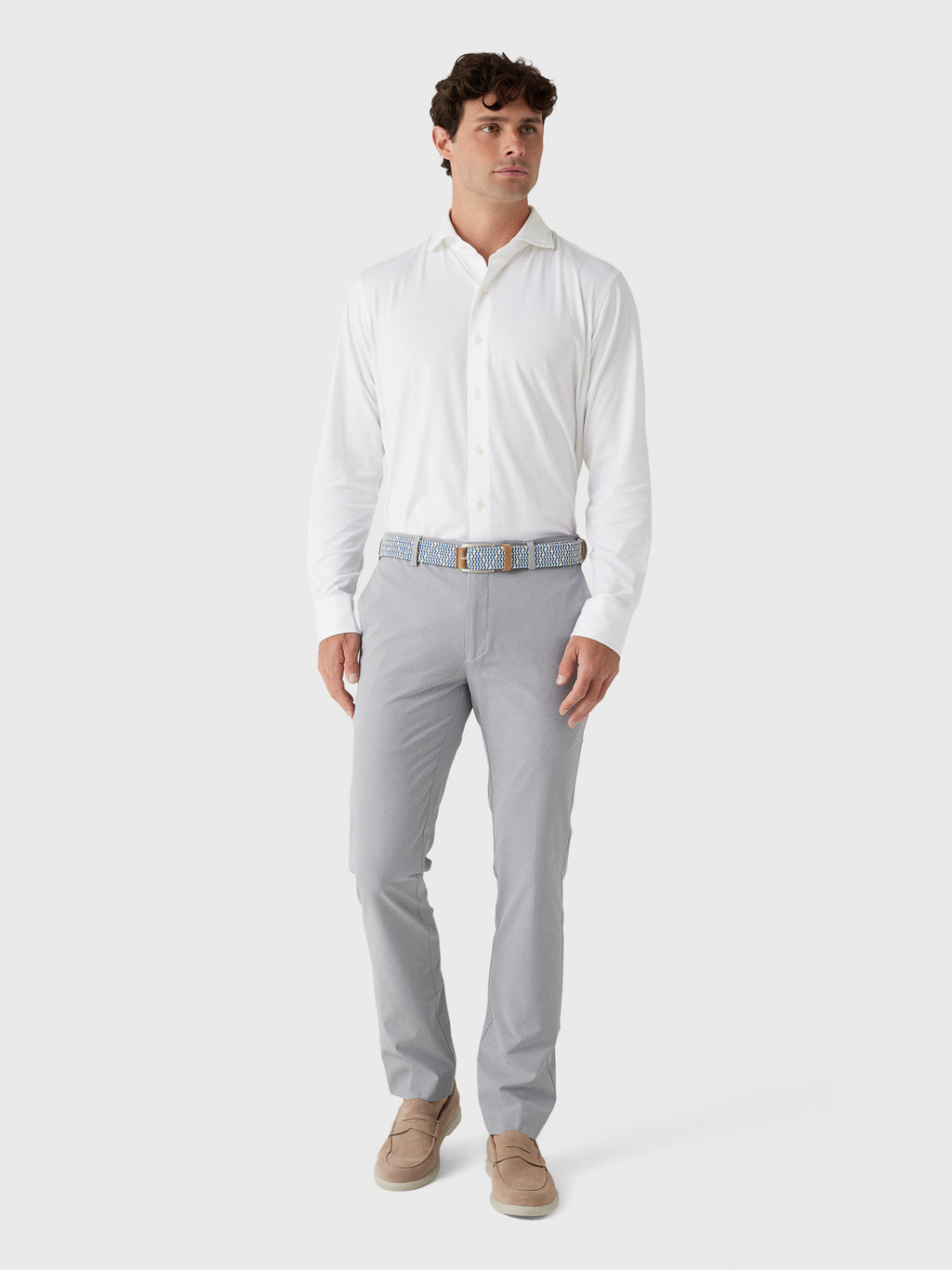 Peter Millar Crown Crafted Men's Excursionist Flex Solid Sport Shirt - Saint Bernard