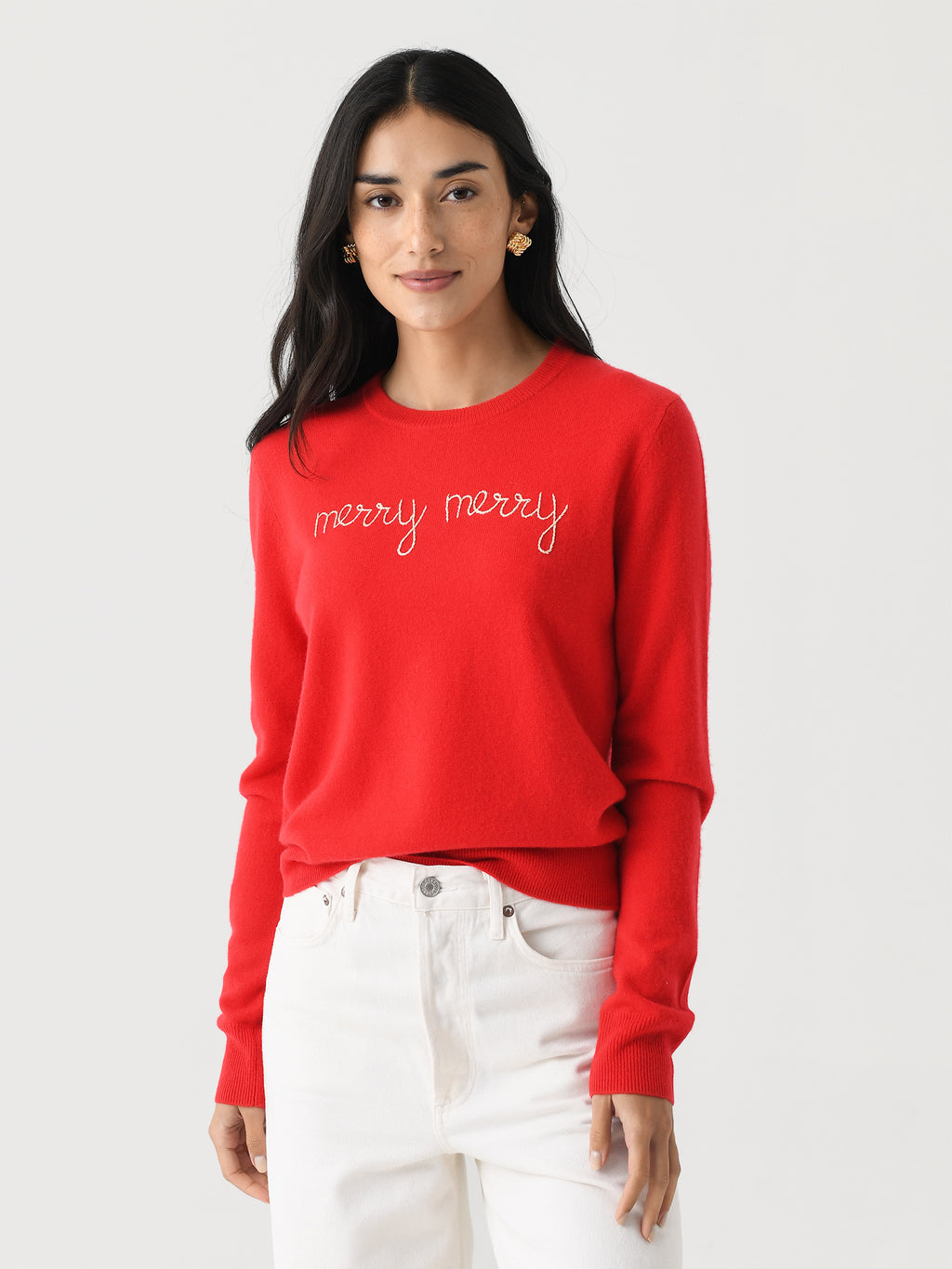 Lingua Franca Women's Merry Merry Crewneck Sweater - Saint Bernard
