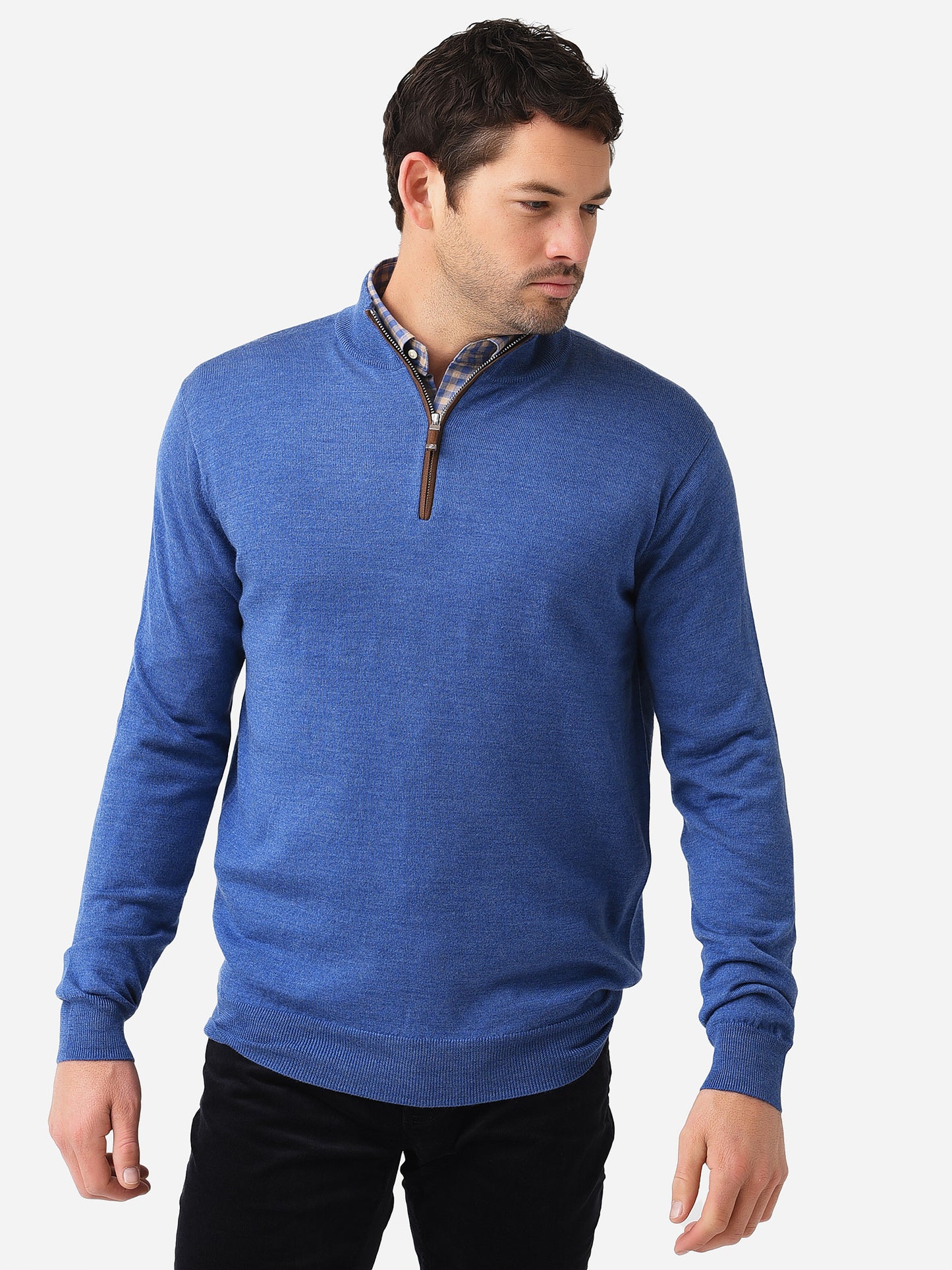 Peter Millar Crown Men's Autumn Crest Suede Trim Quarter-Zip - Saint Bernard