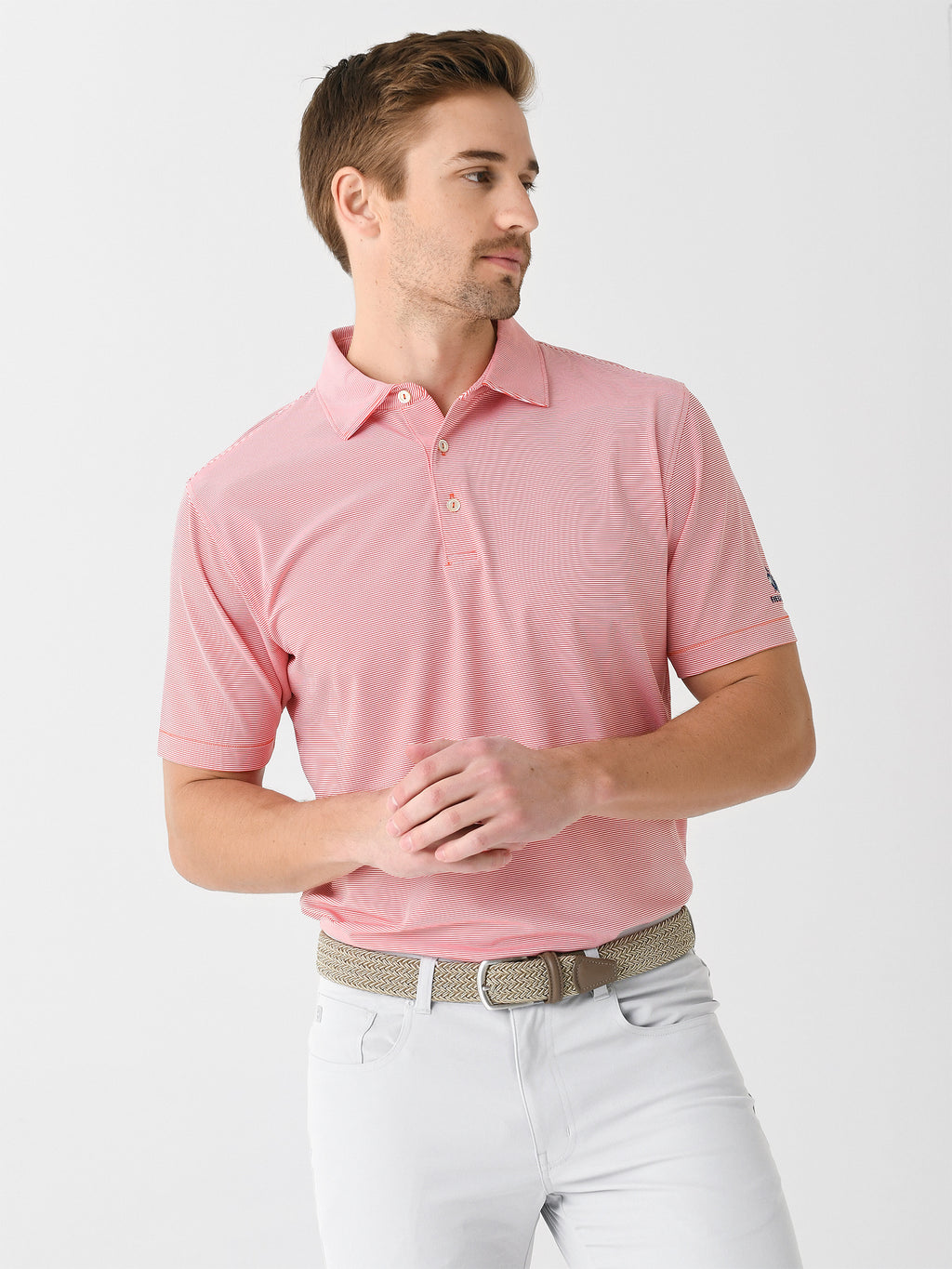 Peter Millar Crown Sport Men's Jubilee Stripe Performance Omni Polo - Saint Bernard