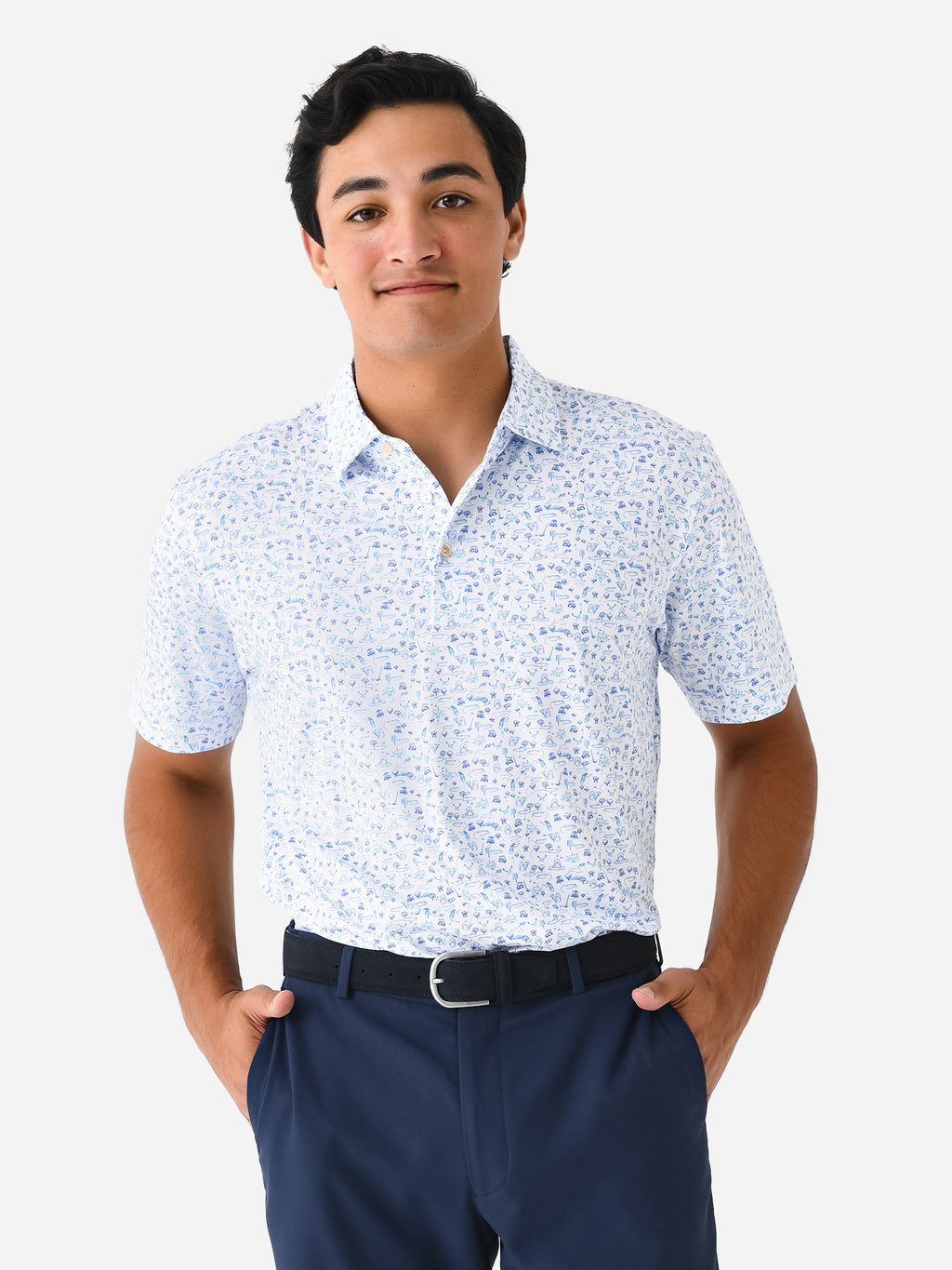 Peter Millar Crown Sport Men's Fairway Free For All Performance Jersey Polo - Saint Bernard