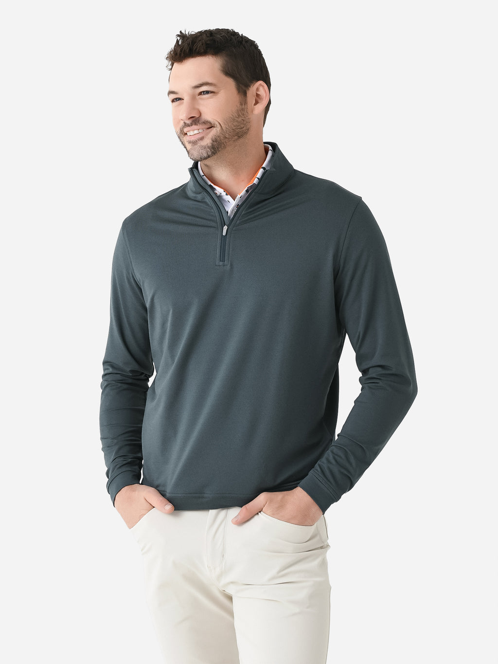 Peter Millar Crown Sport Men's Perth Mélange Performance Quarter-Zip - Saint Bernard