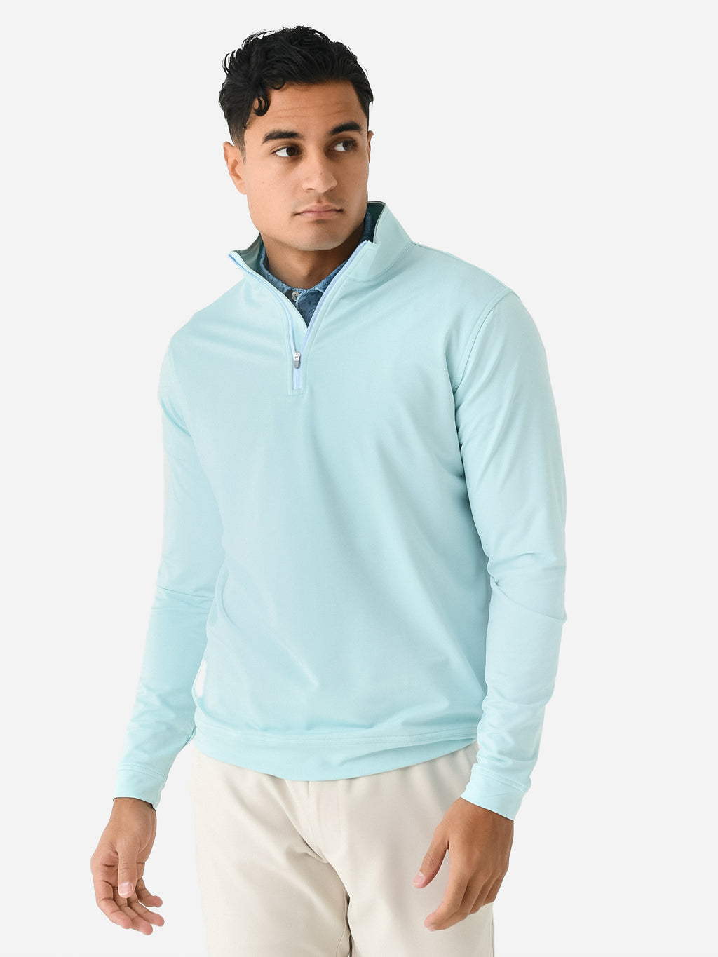 Peter Millar Crown Sport Men's Perth Mélange Performance Quarter-Zip - Saint Bernard