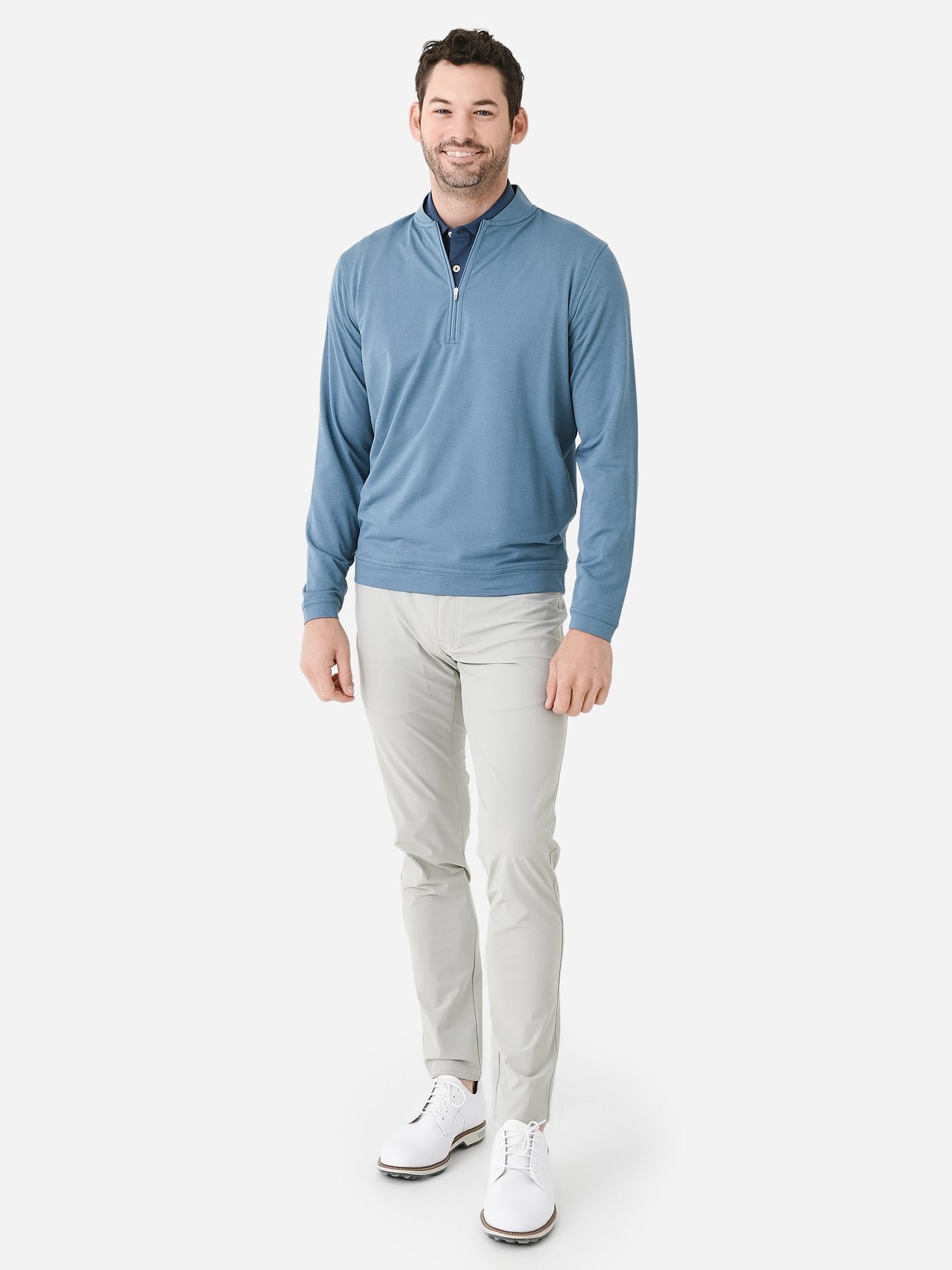 Peter Millar Crown Sport Men's Ross Performance Baseball Collar Quarte