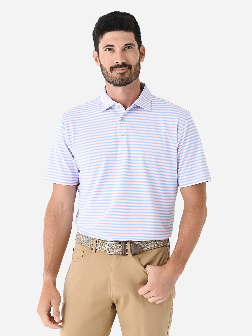 Peter Millar Crown Sport Men's Logan Performance Mesh Polo - Saint Bernard