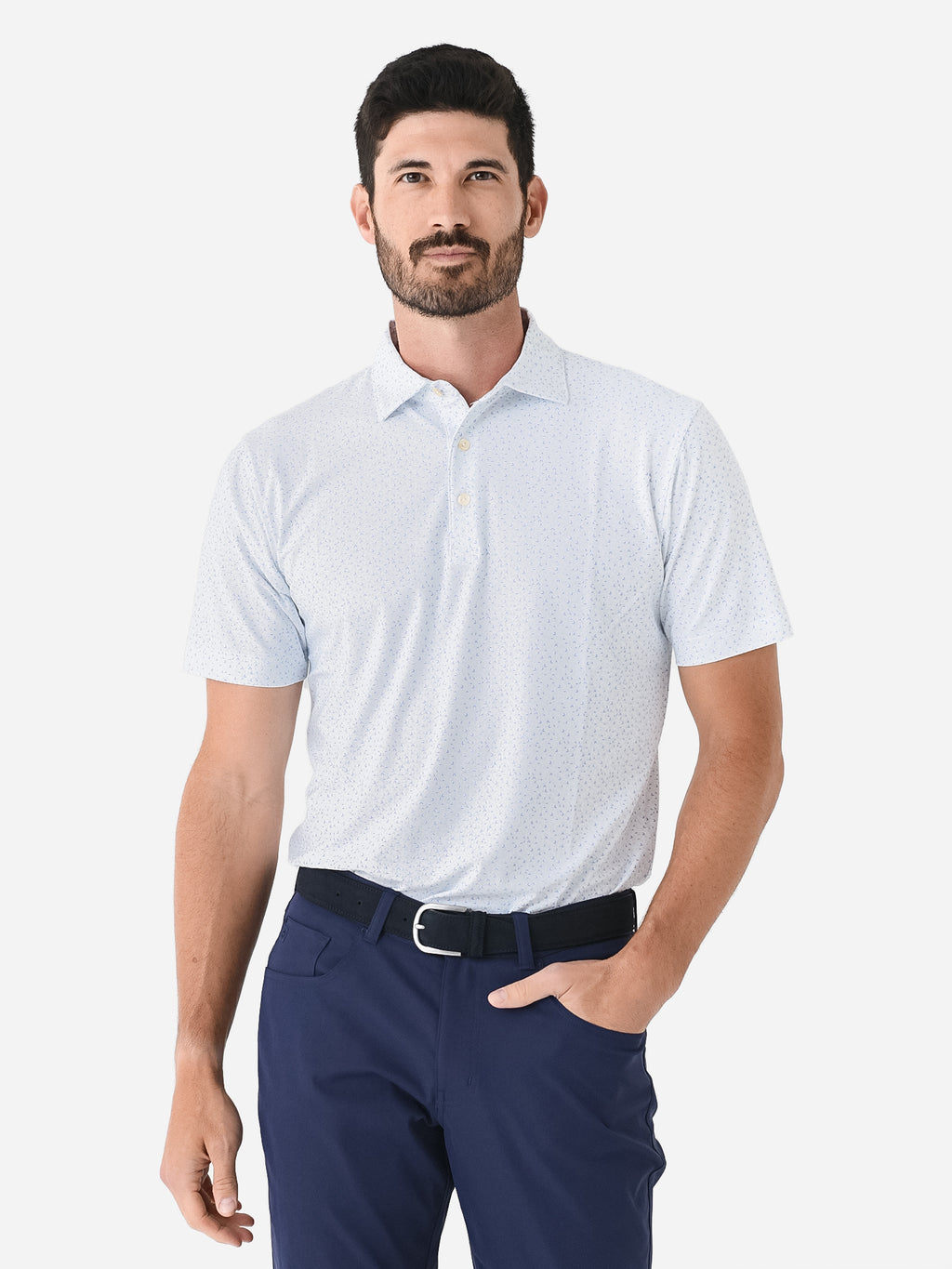 Peter Millar Crown Sport Men's Willis Geo Performance Mesh Polo - Saint Bernard