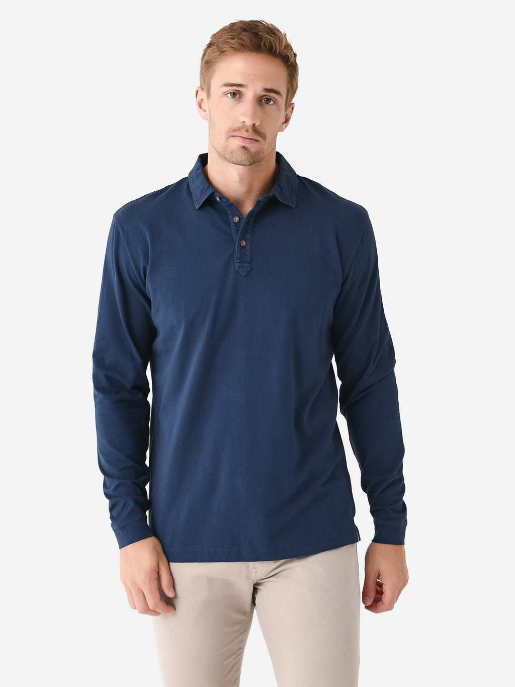 Peter Millar Crown Men's Lava Wash Long Sleeve Polo - Saint Bernard