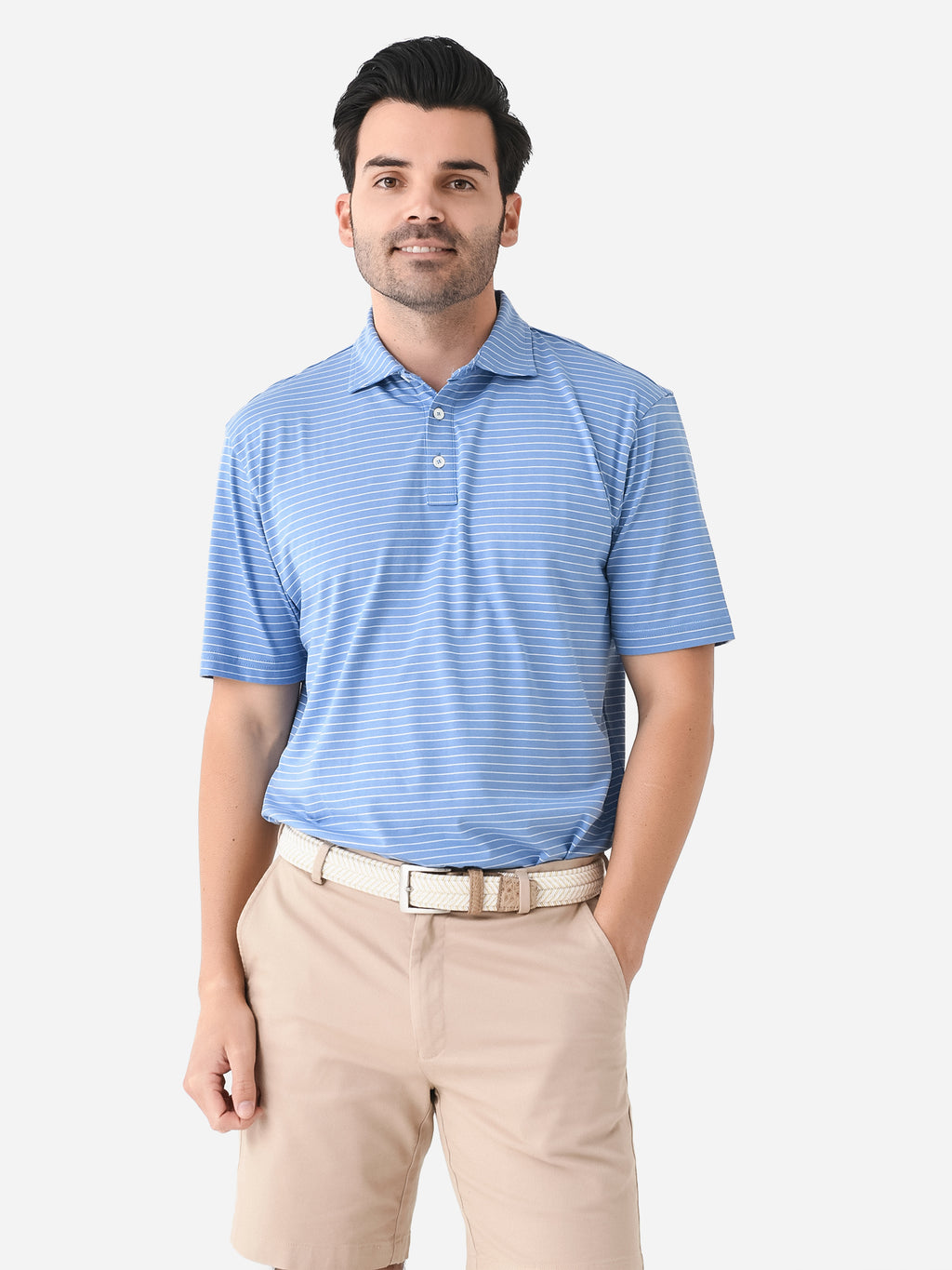 Peter Millar Crown Men's Pilot Mill Cedar Stripe Short Sleeve Polo - Saint Bernard