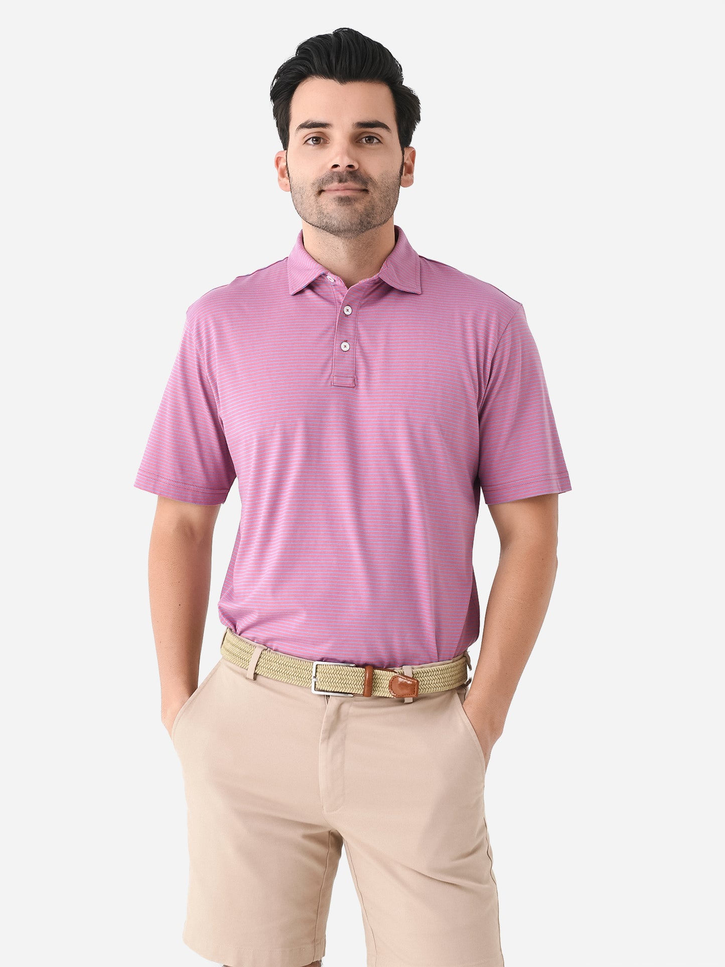 Peter Millar Crown Men's Pilot Mill Halifax Stripe Short Sleeve Polo - Saint Bernard