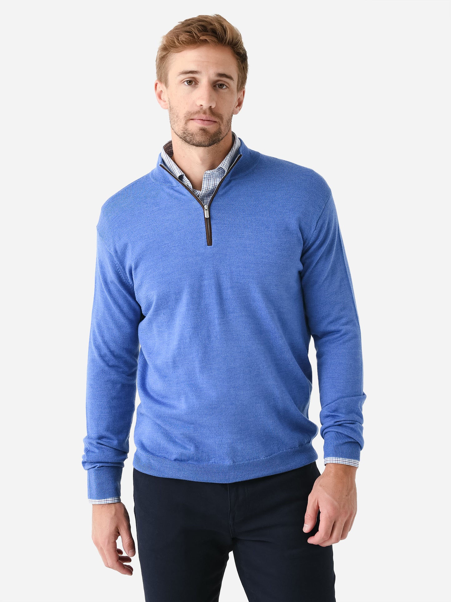 Peter Millar Crown Men's Autumn Crest Suede Trim Quarter-Zip - Saint Bernard