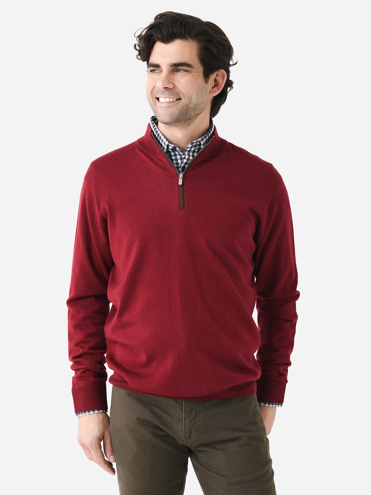 Peter Millar Crown Men's Autumn Crest Suede Trim Quarter-Zip - Saint Bernard