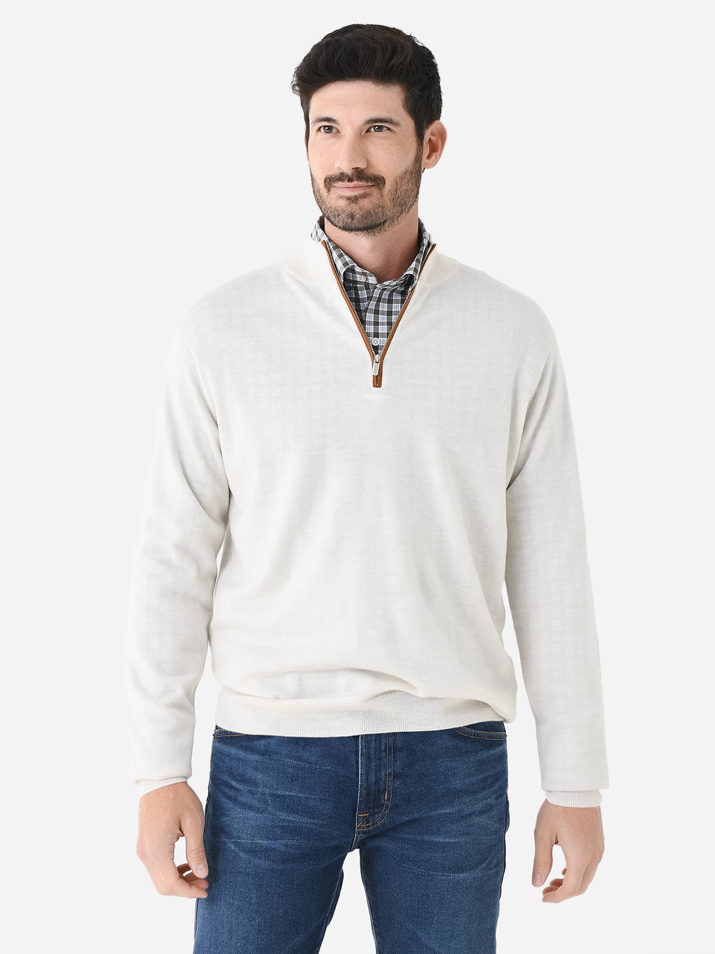 Peter Millar Crown Men's Autumn Crest Suede Trim Quarter-Zip - Saint Bernard