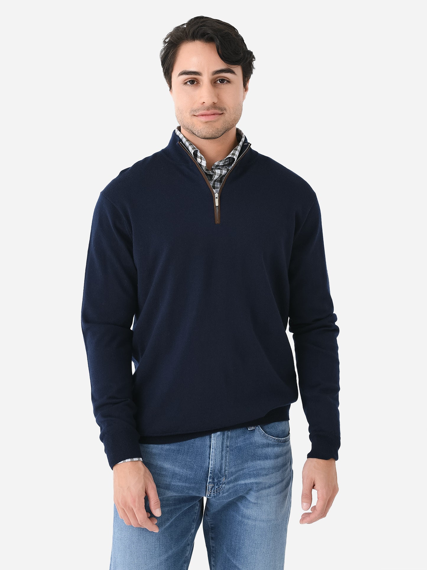 Peter Millar Crown Men's Autumn Crest Suede Trim Quarter-Zip - Saint Bernard