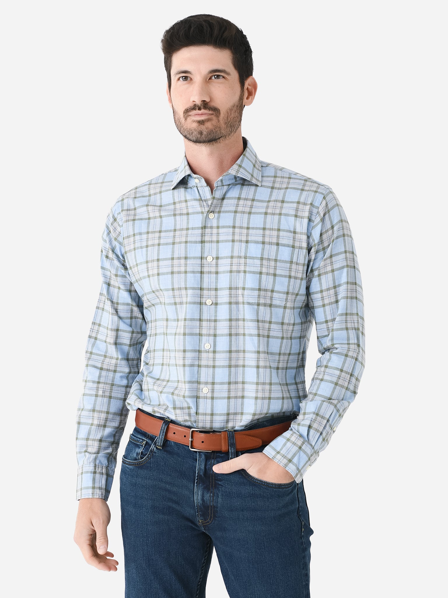 Peter Millar Crown Men's Ellis Cotton Sport Shirt - Saint Bernard