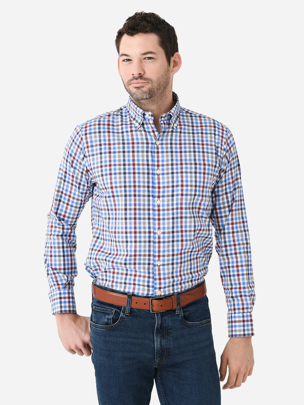 Peter Millar Crown Men's Orin Cotton-Stretch Sport Shirt - Saint Bernard