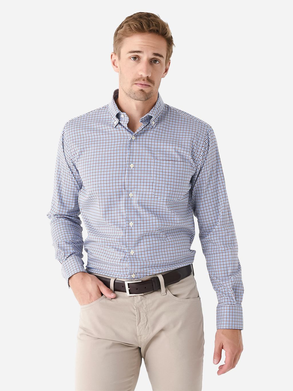Peter Millar Crown Men's Selby Cotton-Stretch Sport Shirt - Saint Bernard