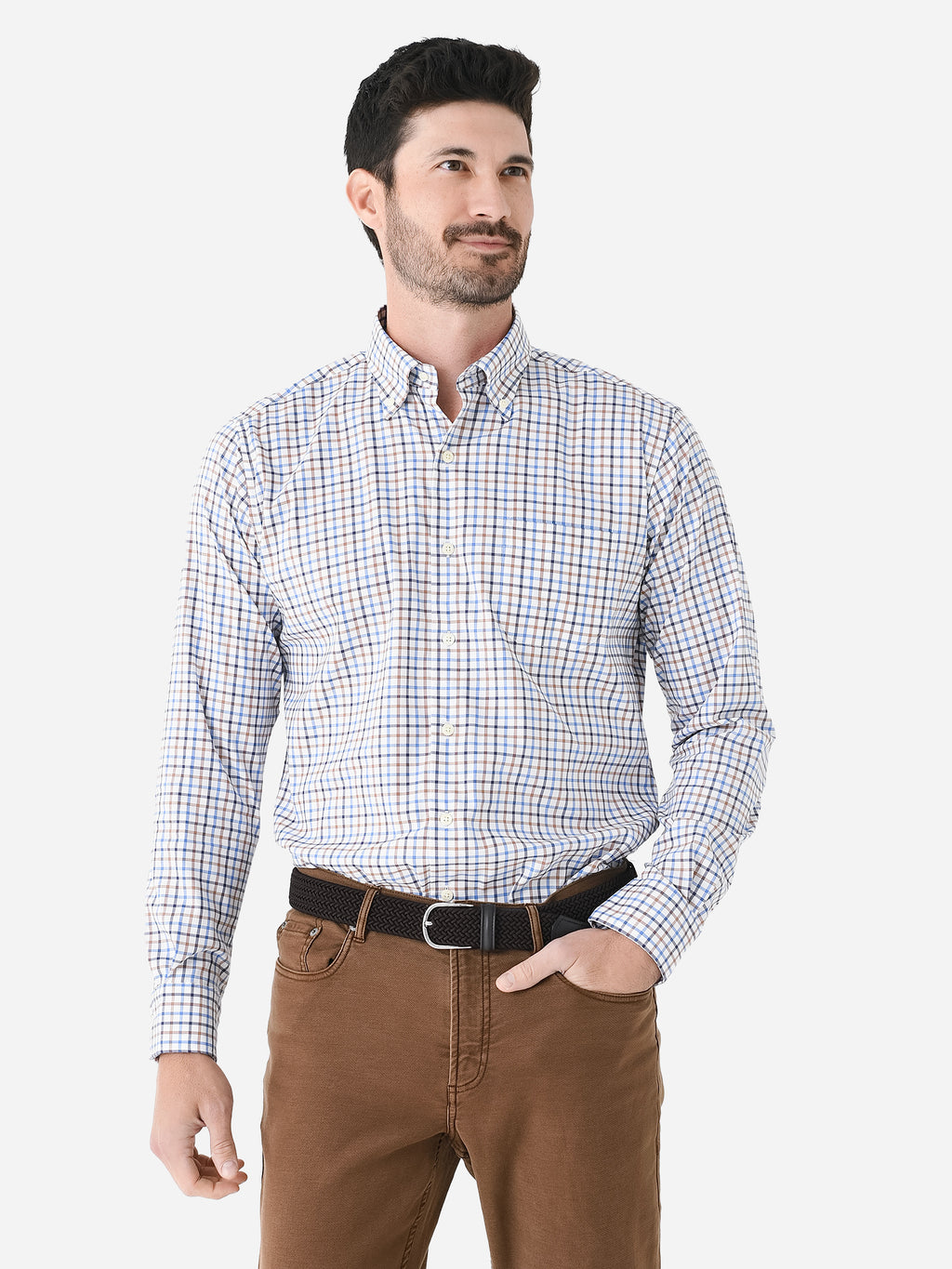 Peter Millar Crown Men's Cutler Cotton-Stretch Sport Shirt - Saint Bernard
