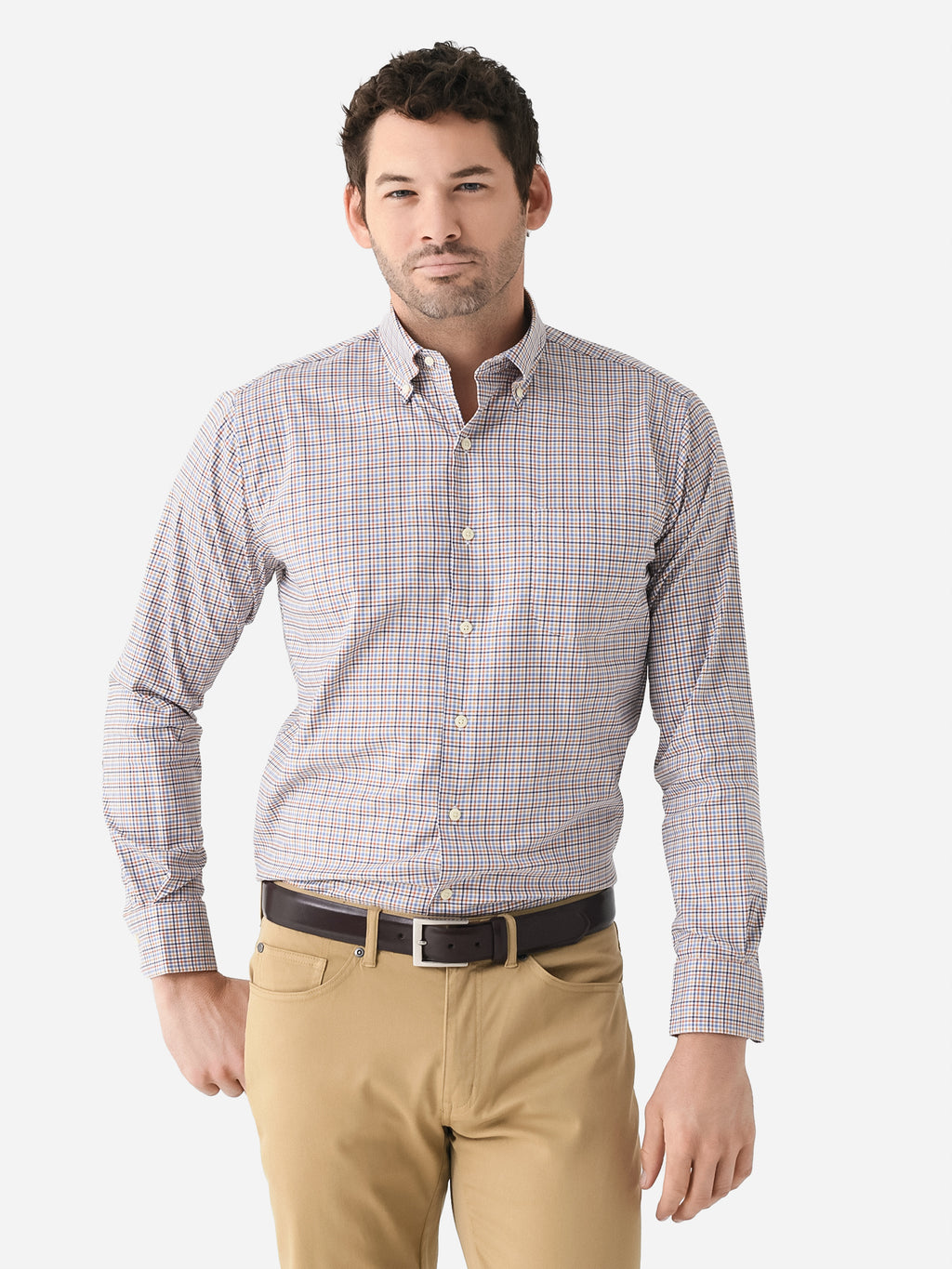 Peter Millar Crown Men's Market Cotton-Stretch Sport Shirt - Saint Bernard