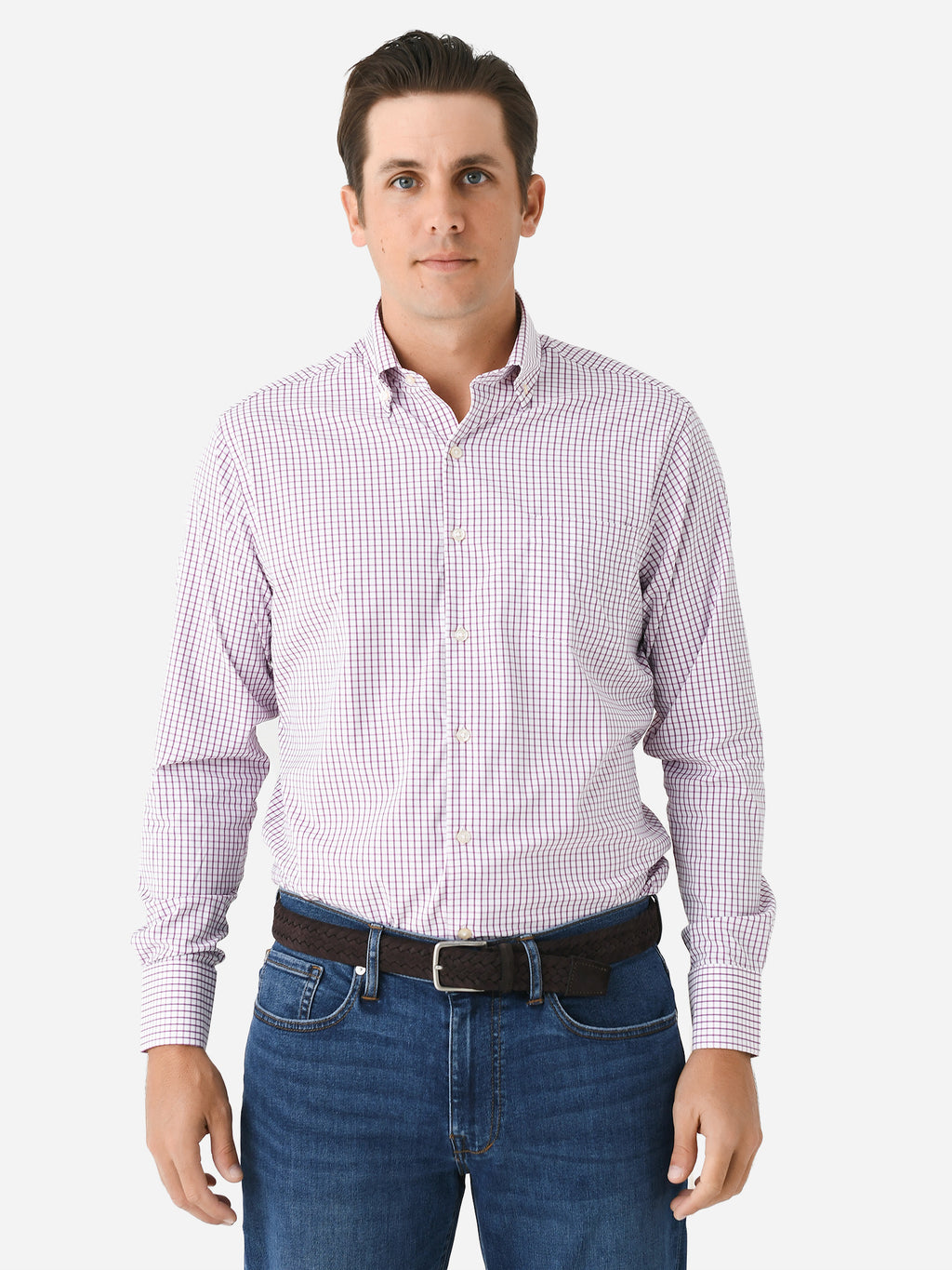 Peter Millar Crown Men's Hanford Performance Twill Sport Shirt - Saint Bernard