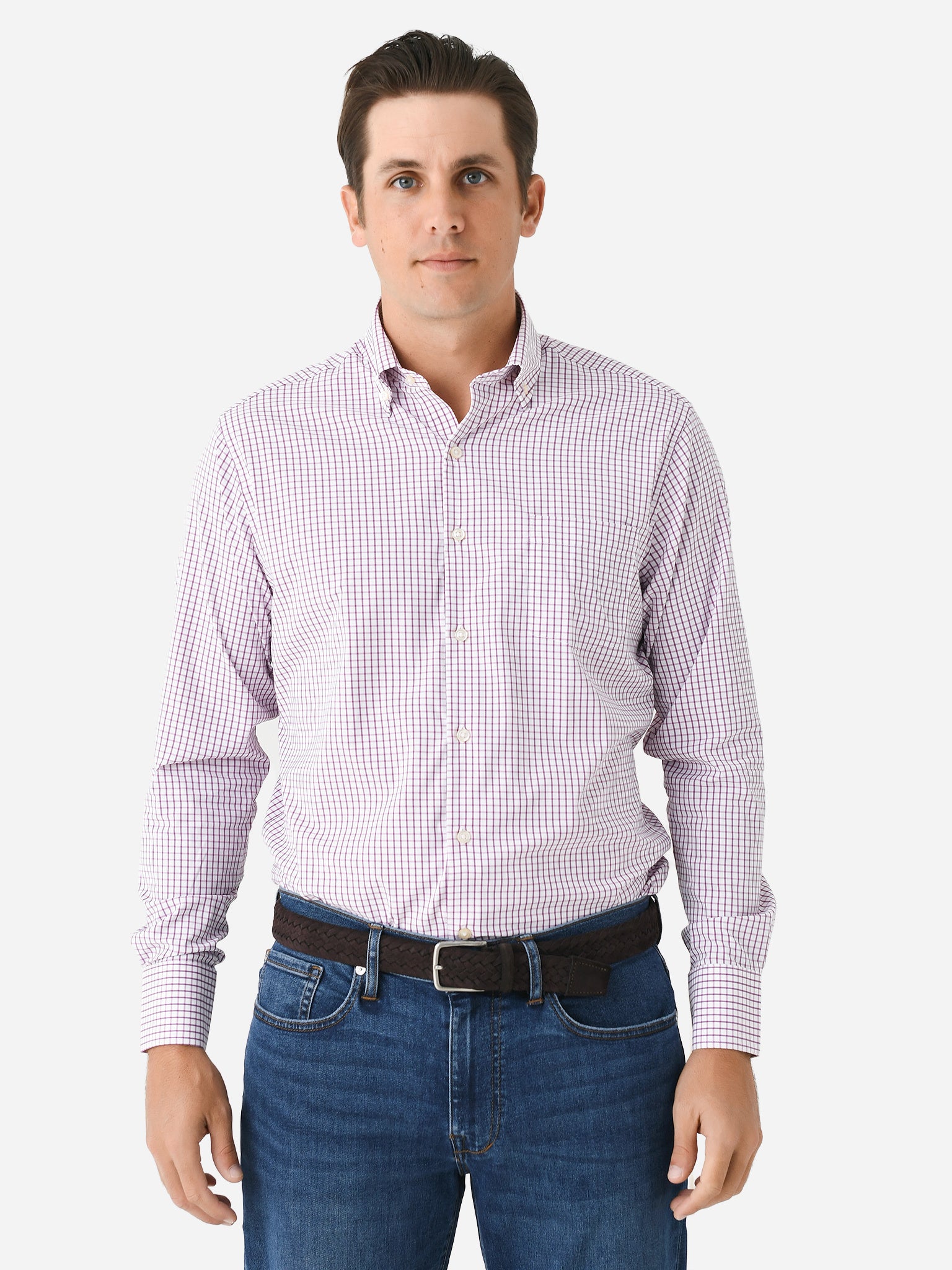 Peter Millar Crown Men's Hanford Performance Twill Sport Shirt - Saint Bernard