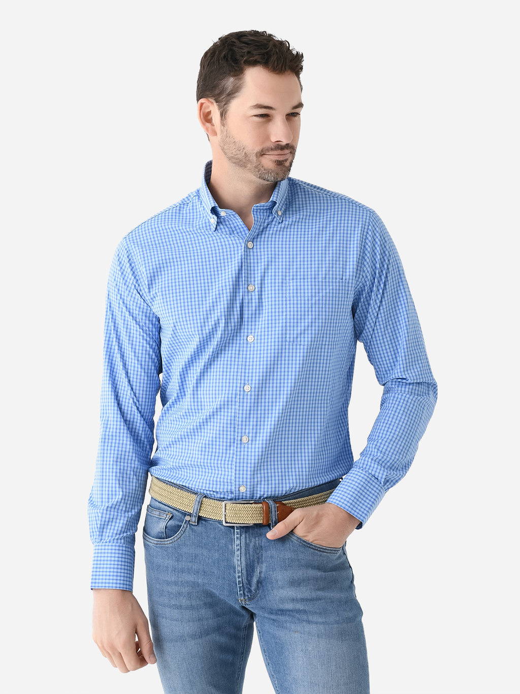Peter Millar Crown Men's Geary Performance Twill Sport Shirt - Saint Bernard