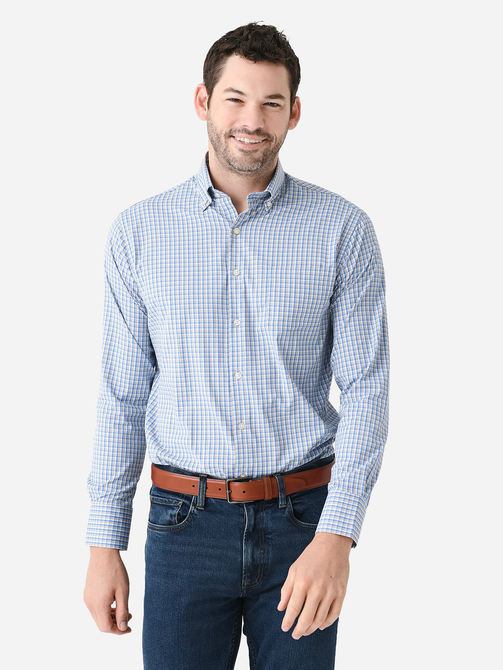 Peter Millar Crown Men's Ashbury Performance Twill Sport Shirt - Saint Bernard